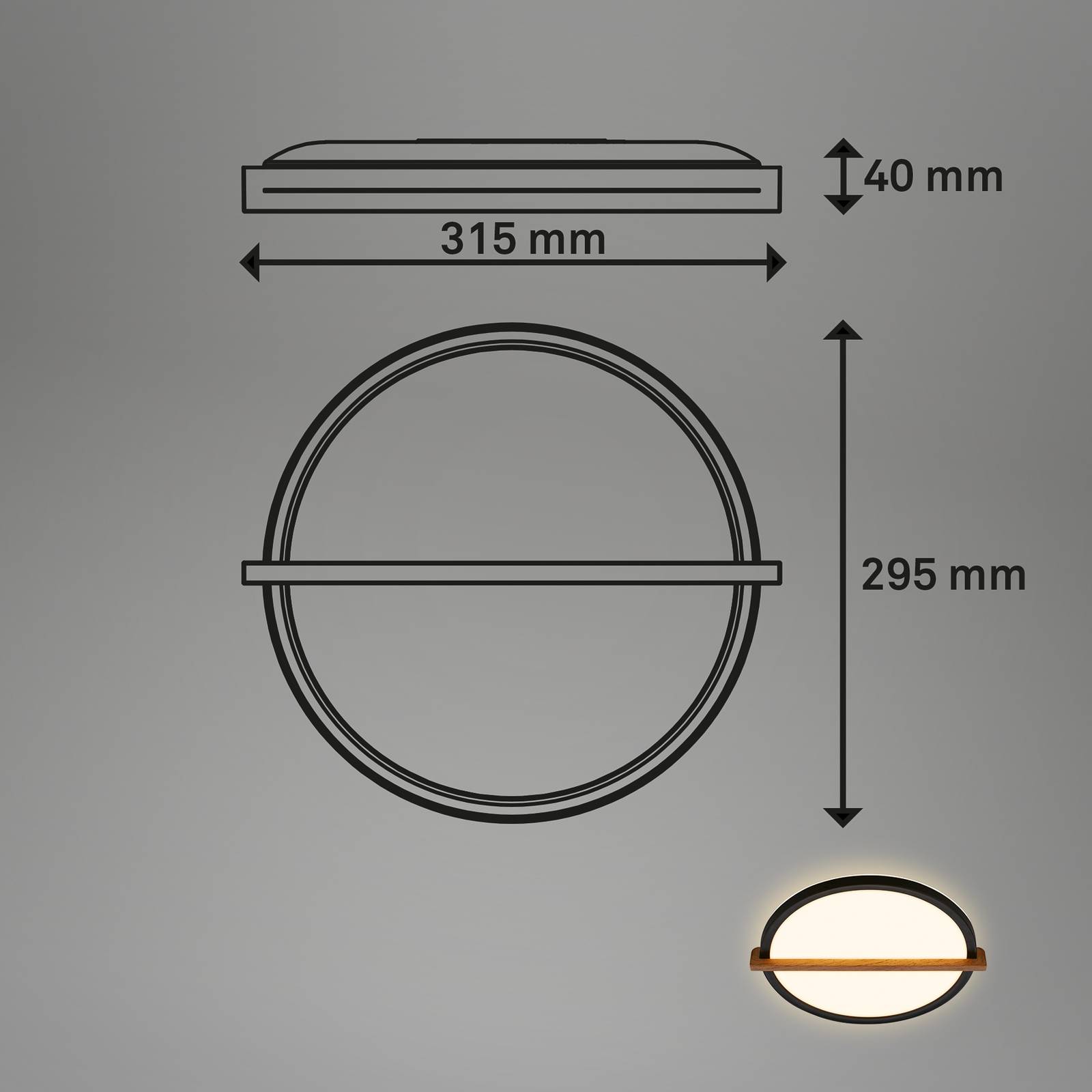 Lampa sufitowa LED Remsa, Ø 30 cm, tworzywo sztuczne, czarna