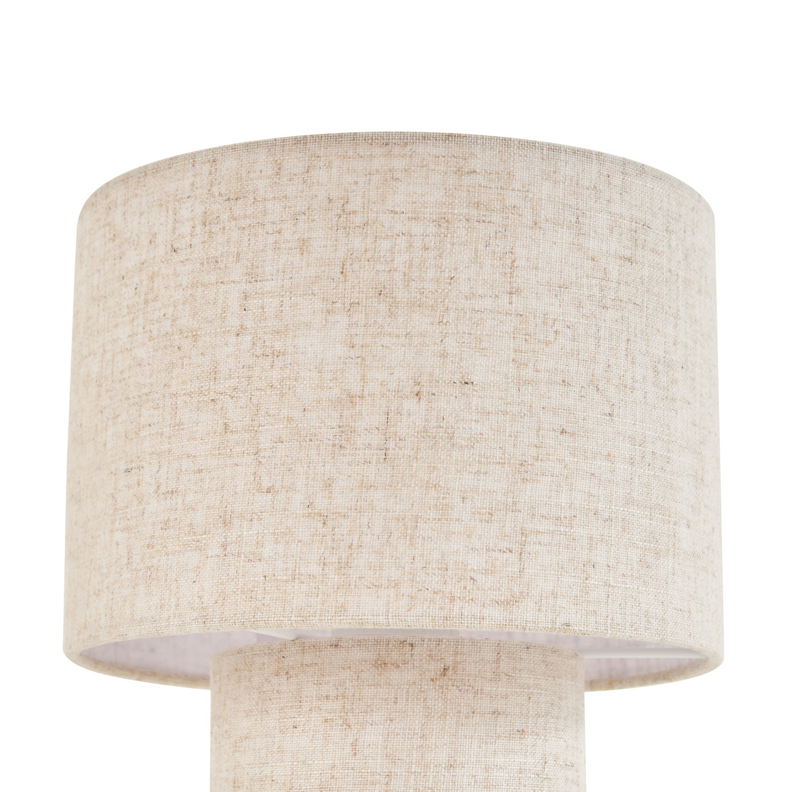 Lámpara de mesa Lindby Elfie, Ø 23 cm, beige, lino, E27