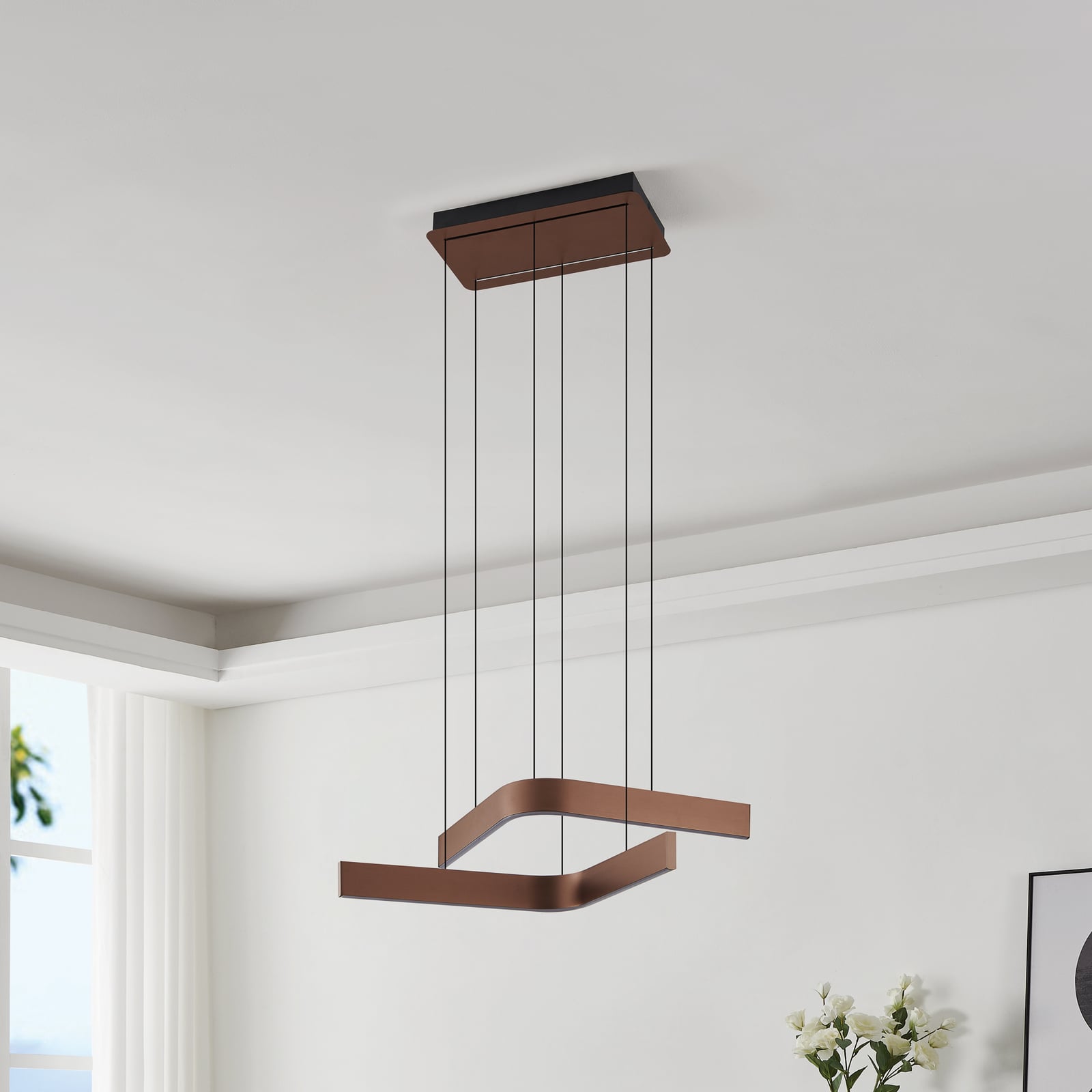 LED hanglamp Folcino-Z, bronskleurig, 64 cm, CCT