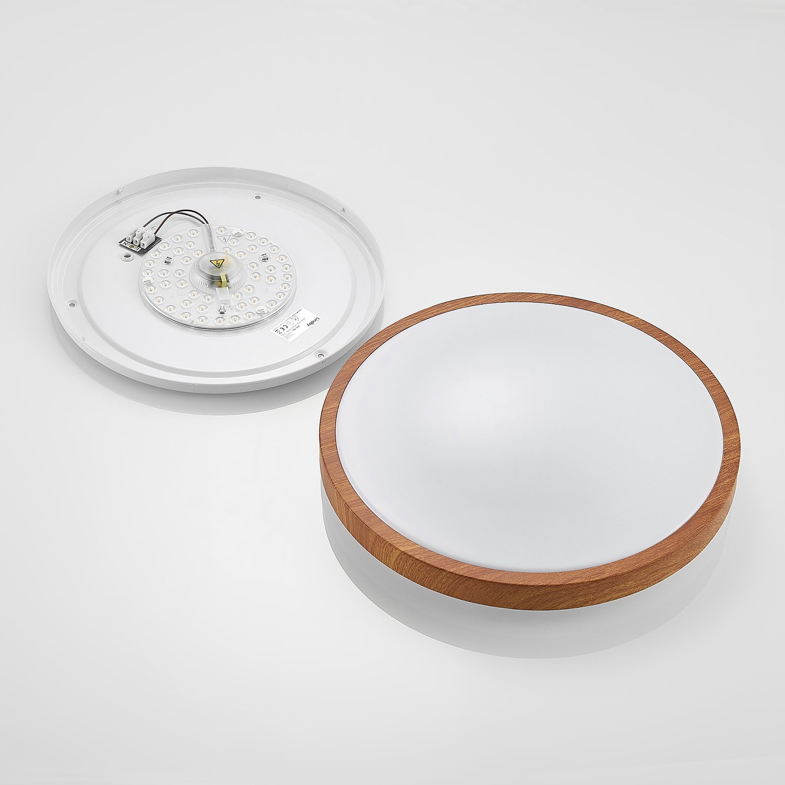 Mynte Round LED Ceiling Lamp Ø42,5 Wood/White - Lindby