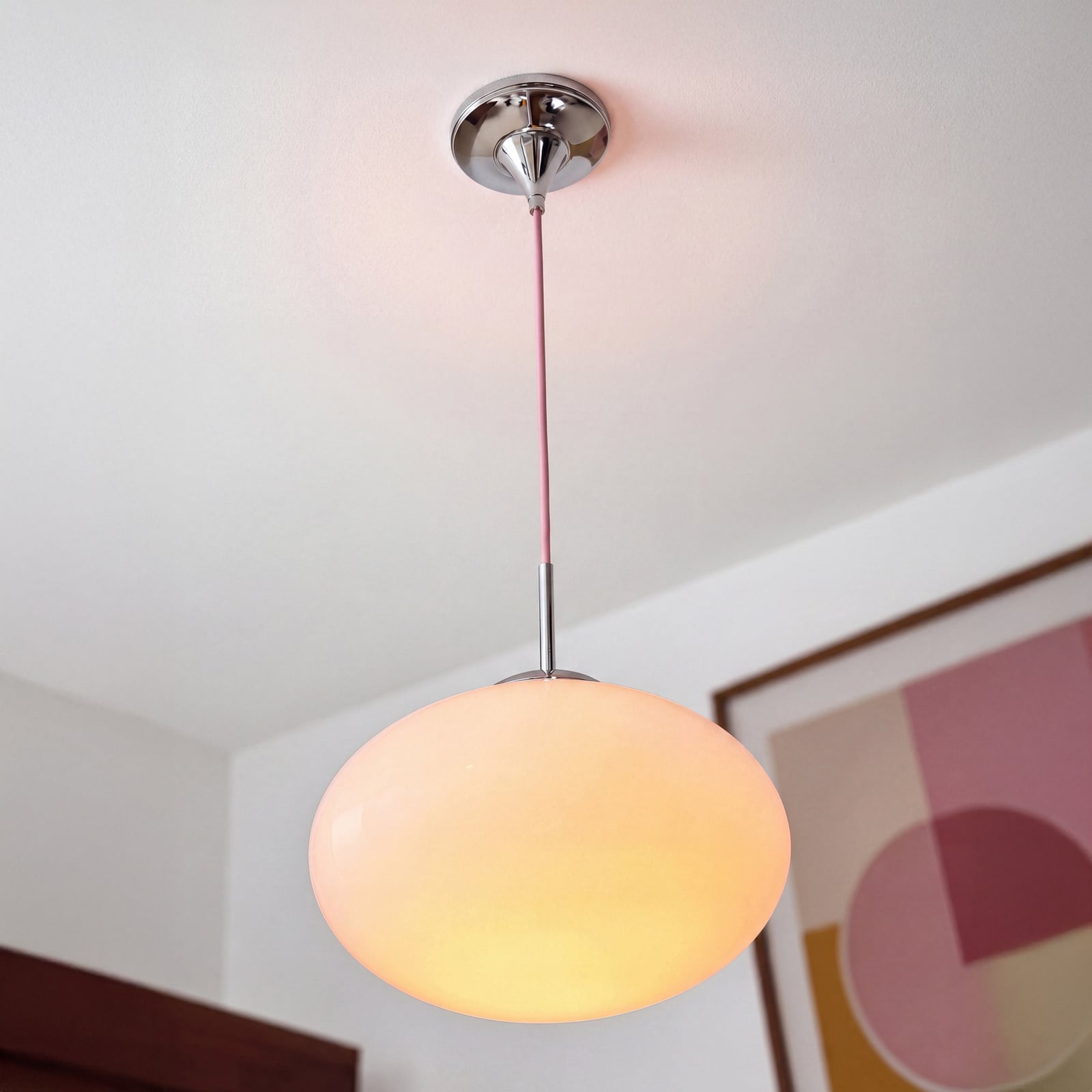 OSRAM hengelampe Decor Forma, rosa/krom, Ø 31 cm, glass OSRAM hengelampe Decor Forma, rosa/krom, Ø 31 cm, glass
