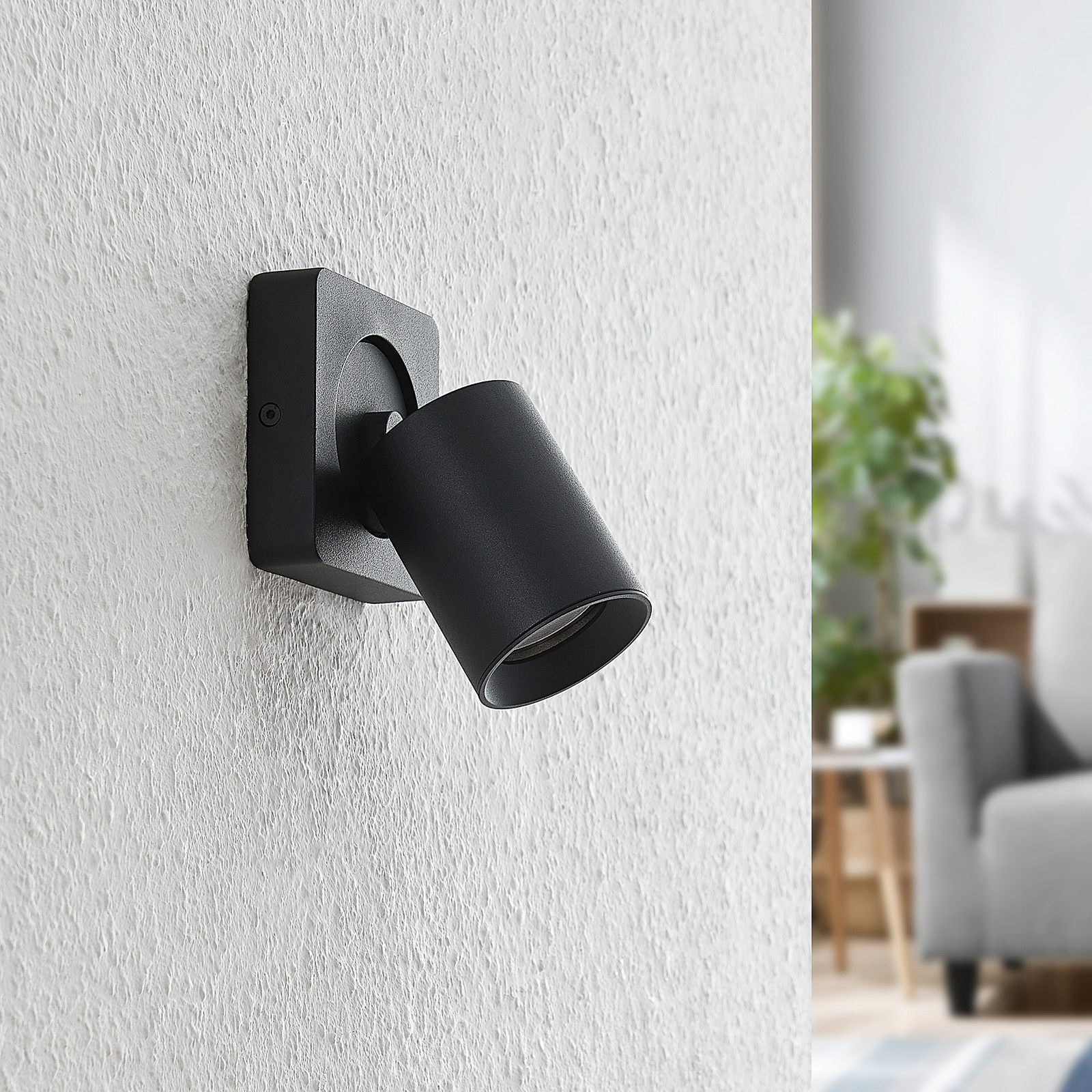 Arcchio Leevya plafón 1 luz angular negro