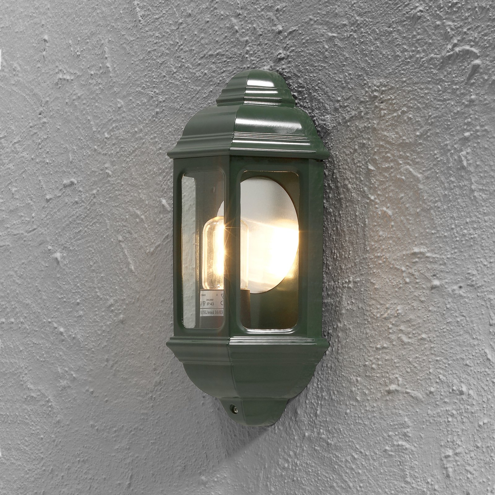 Klassisk udendørs væglampe Cagliari I, i grøn