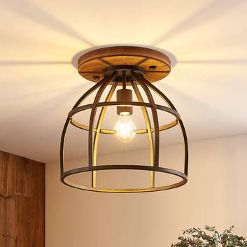 Lindby Rutger ceiling light round, cage lampshade