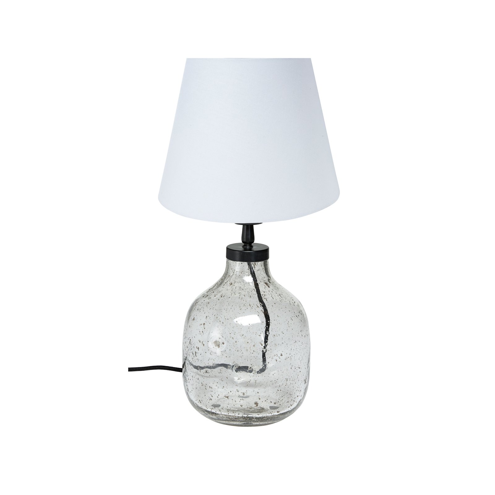 PR Home Groove stolová lampa sklo číra látka biela
