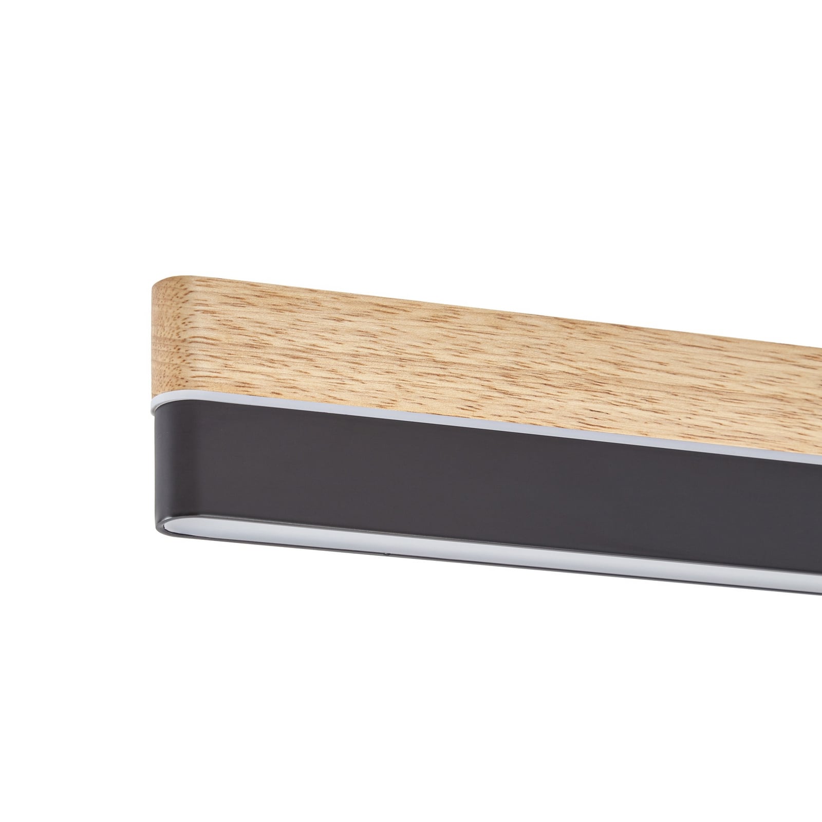 Lucande LED plafondlamp Holven, zwart/hout, CCT, dimbaar