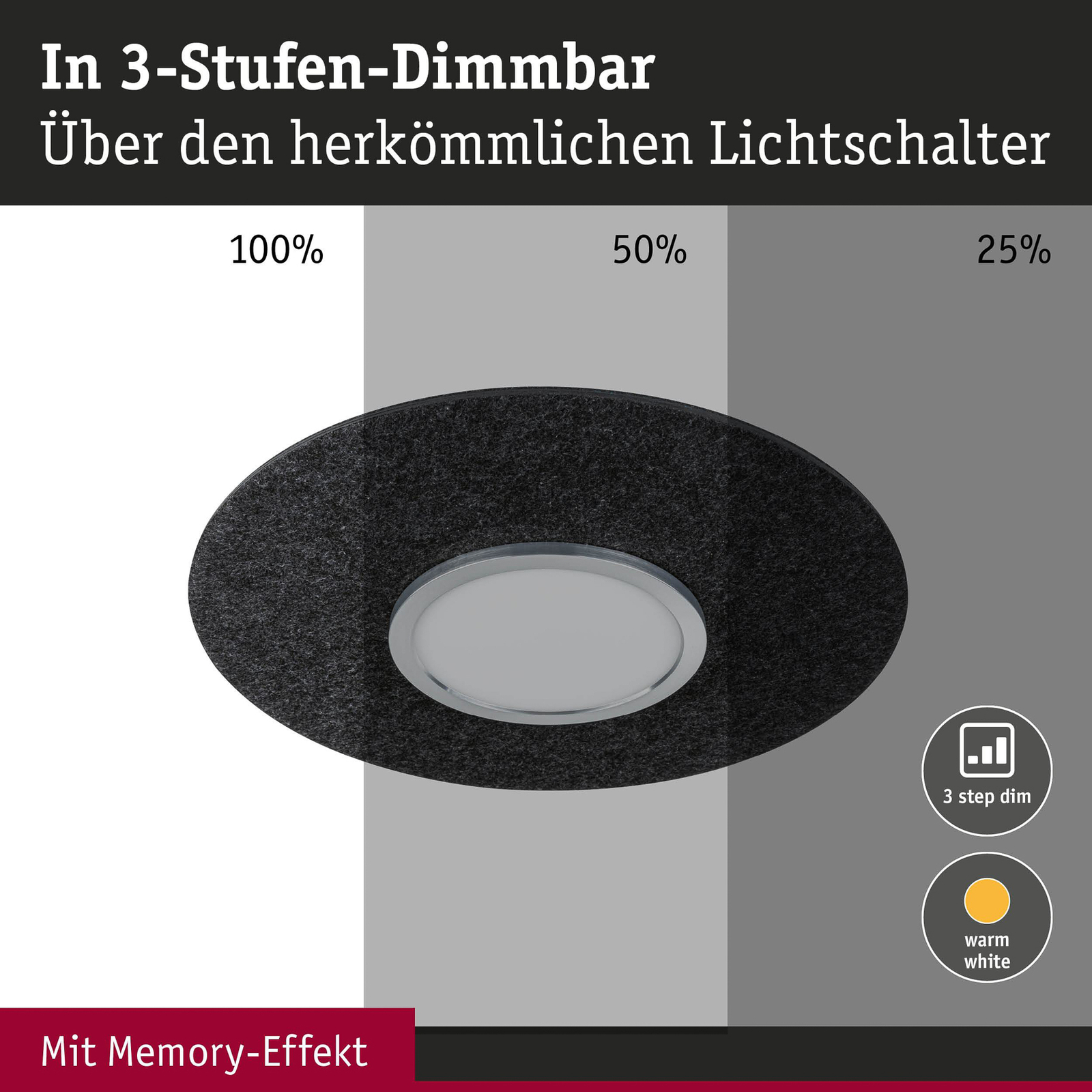 Tulga LED Ceiling Lamp 3-Step-Dim Anthracite - Paulmann