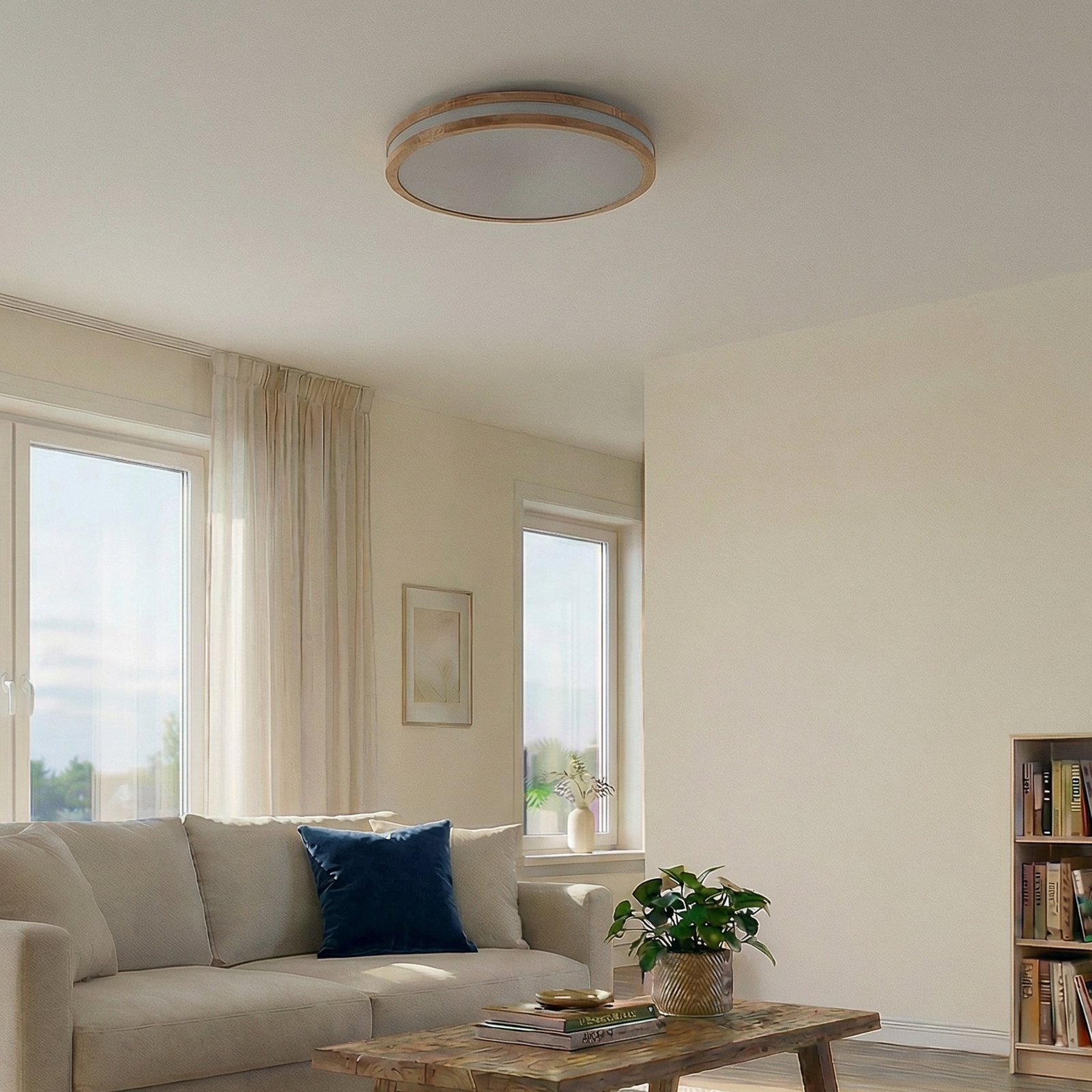 Emiva Center Ceiling Lamp Wood/White - Lindby