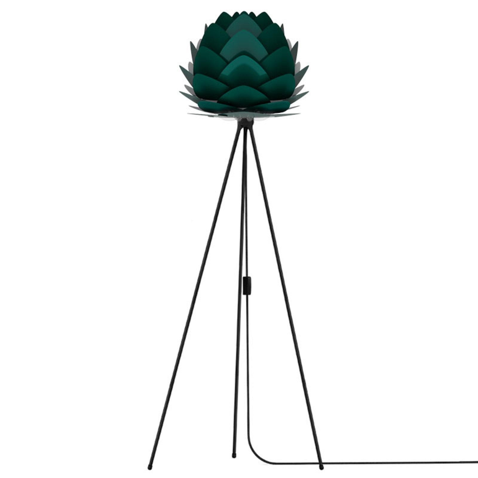 UMAGE Aluvia mini floor lamp black/green, for Living / Dining Room, aluminium, E27, 15 W, energy efficiency: A++, H: 139 cm