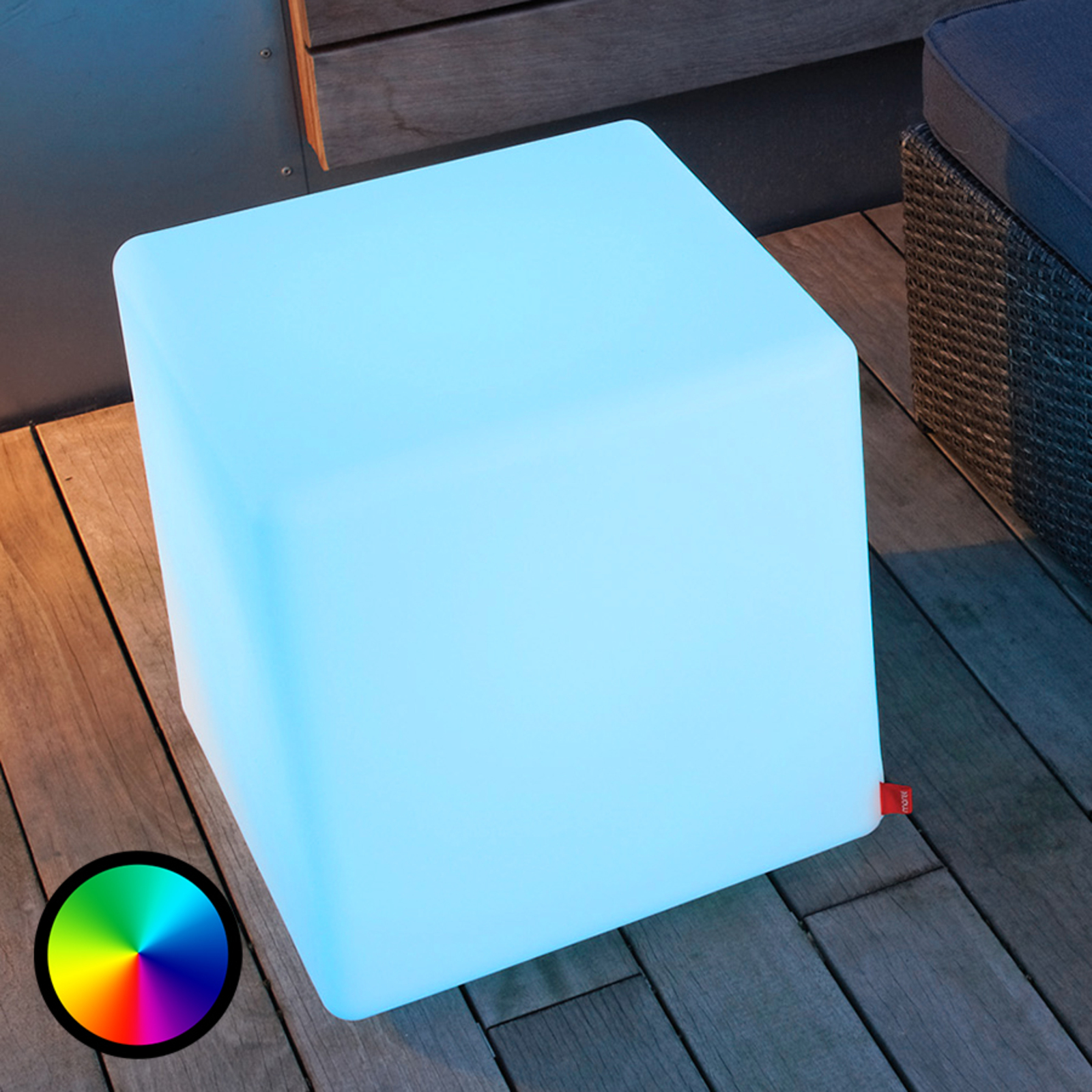 Moree Cube Outdoor udendørs LED-dekorationslampe - smarte dekorationslampe udendørs - smart udendørsbelysning - design udendørslampe transparent hvid - PE-plast silkemat