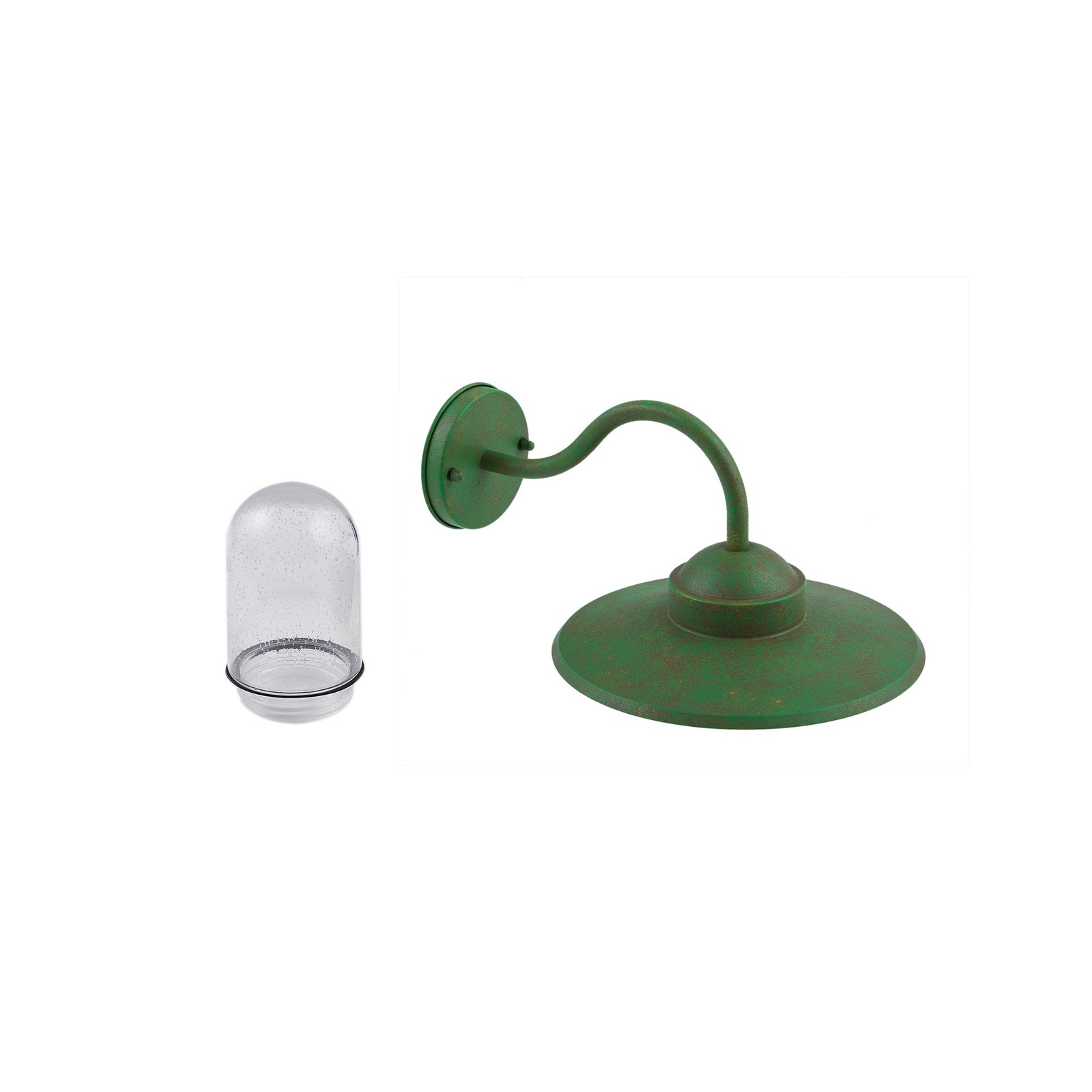 Lindby candeeiro de parede exterior Bilma, verde, vidro, 29 cm de altura