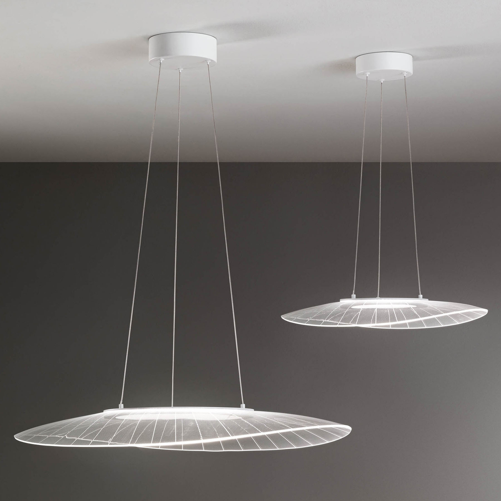 Suspension LED Vela, blanc, Oval, 78 cm x 55 cm