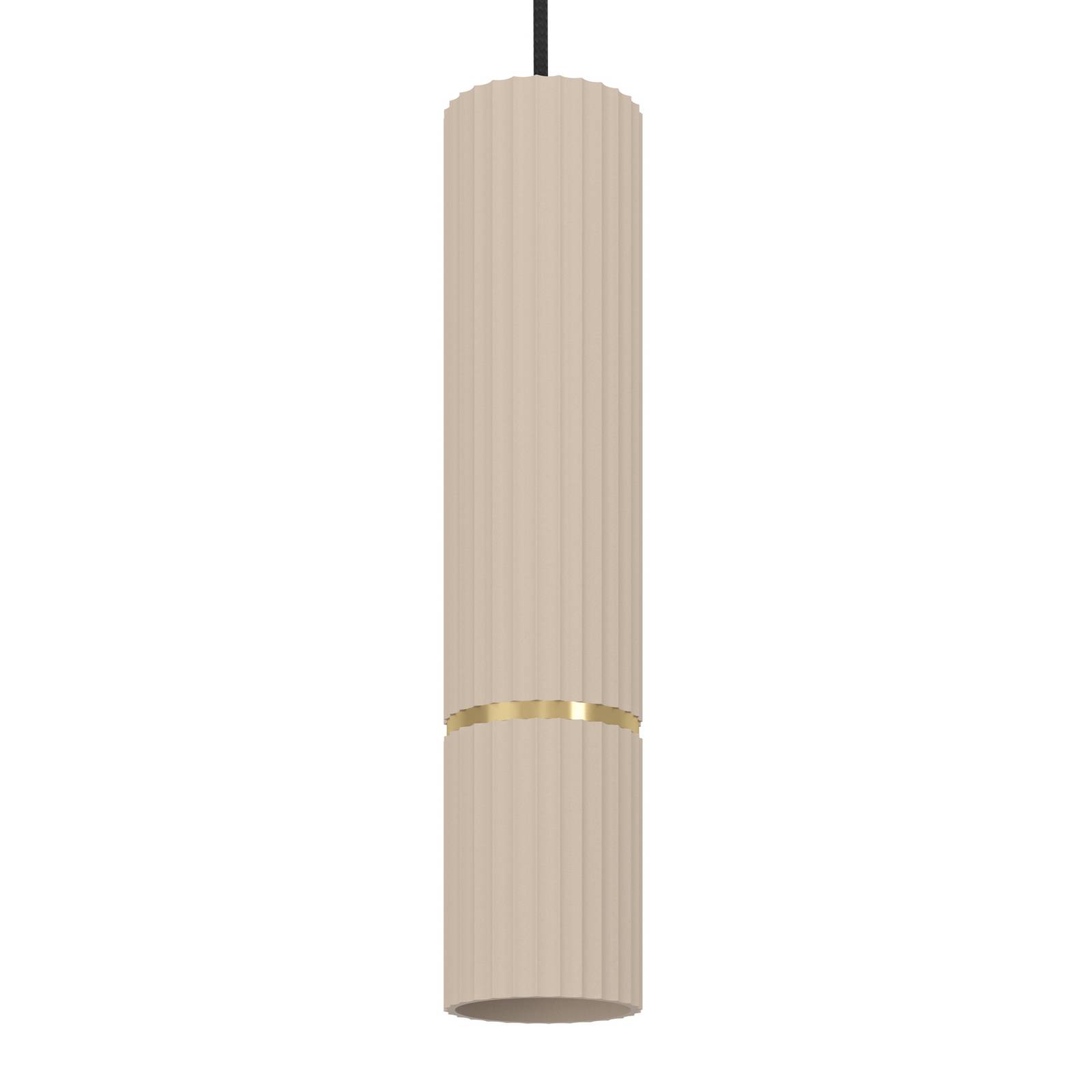 Lampa wisząca Caminia, kolor piaskowy, długość 77 cm, stal, 3-punktowa.