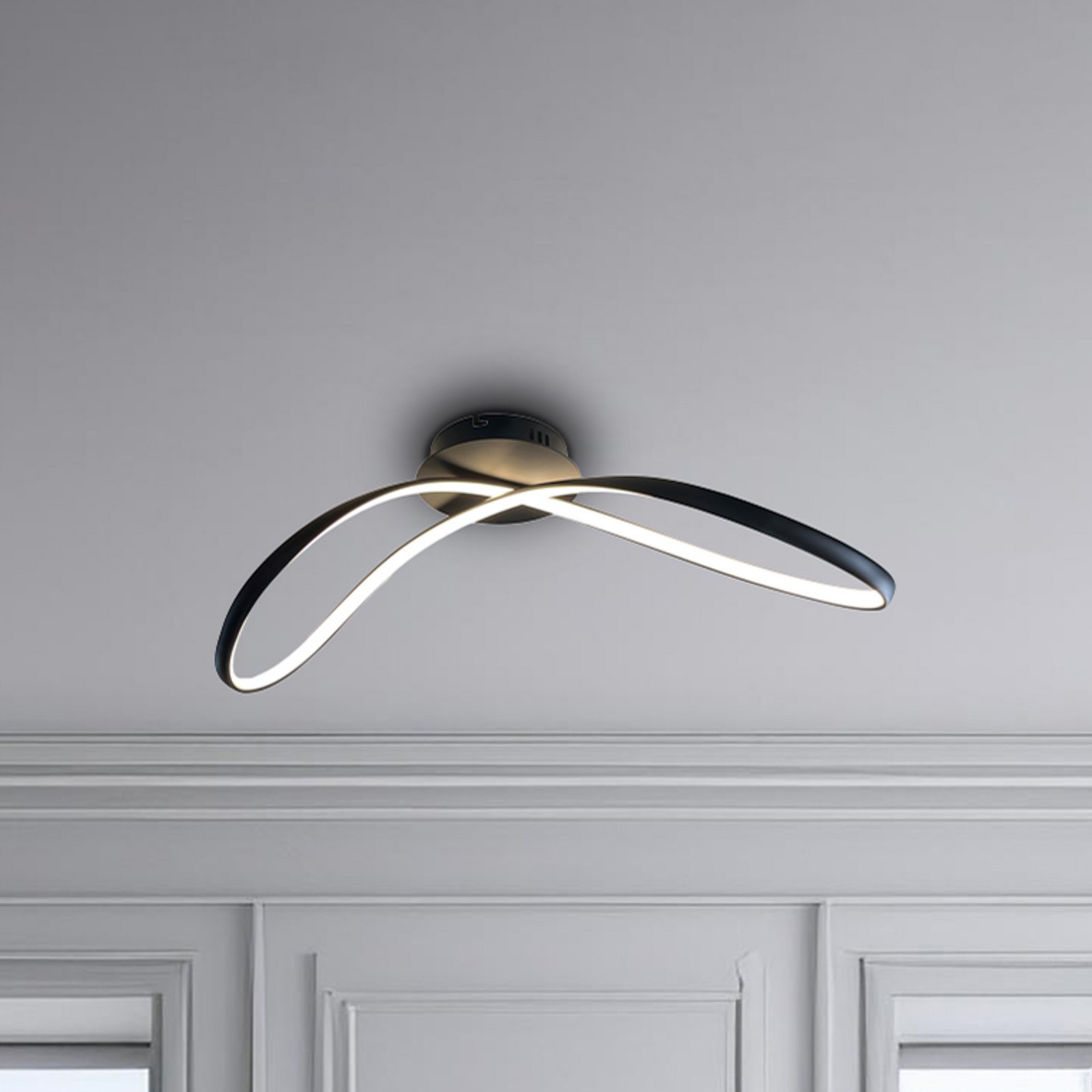 Plafonnier LED Infinity, métal, noir, 4 000 K