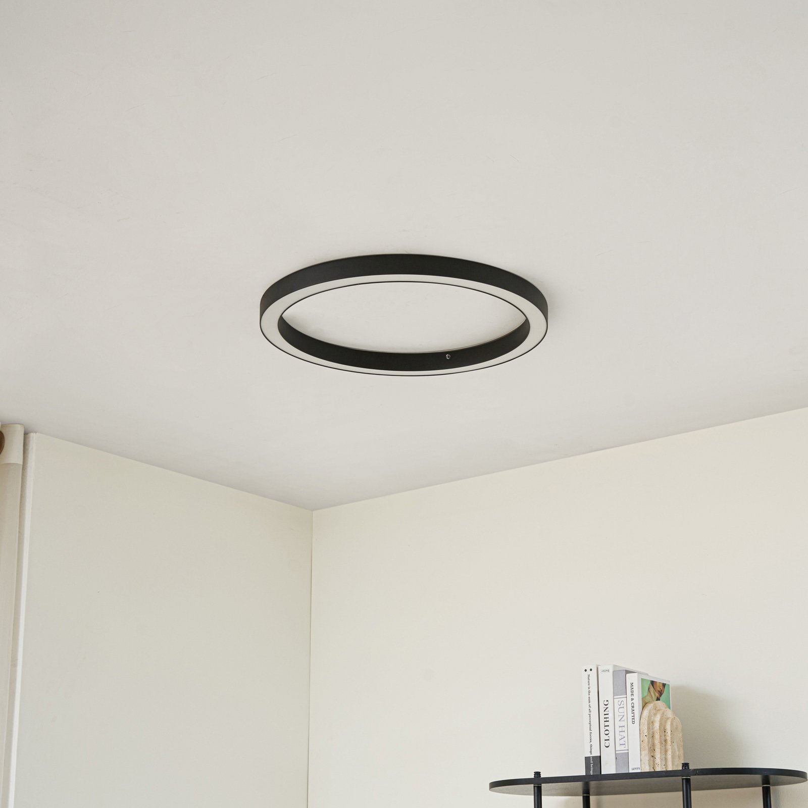 Plafoniera LED Neor, CCT, nera, Ø 60 cm, dimmerabile - Lucande