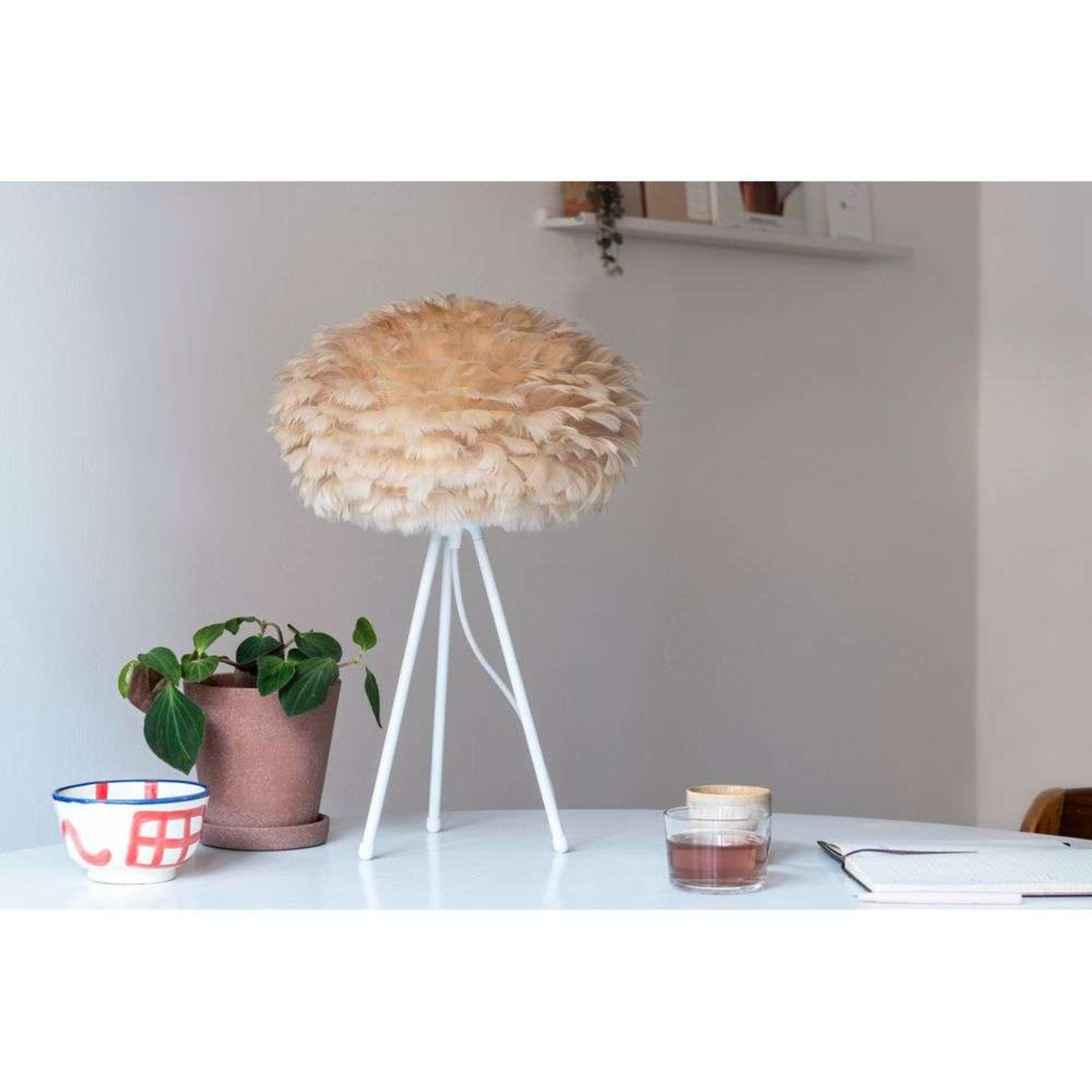Eos Table Lamp Medium Light Brown/White - UMAGE