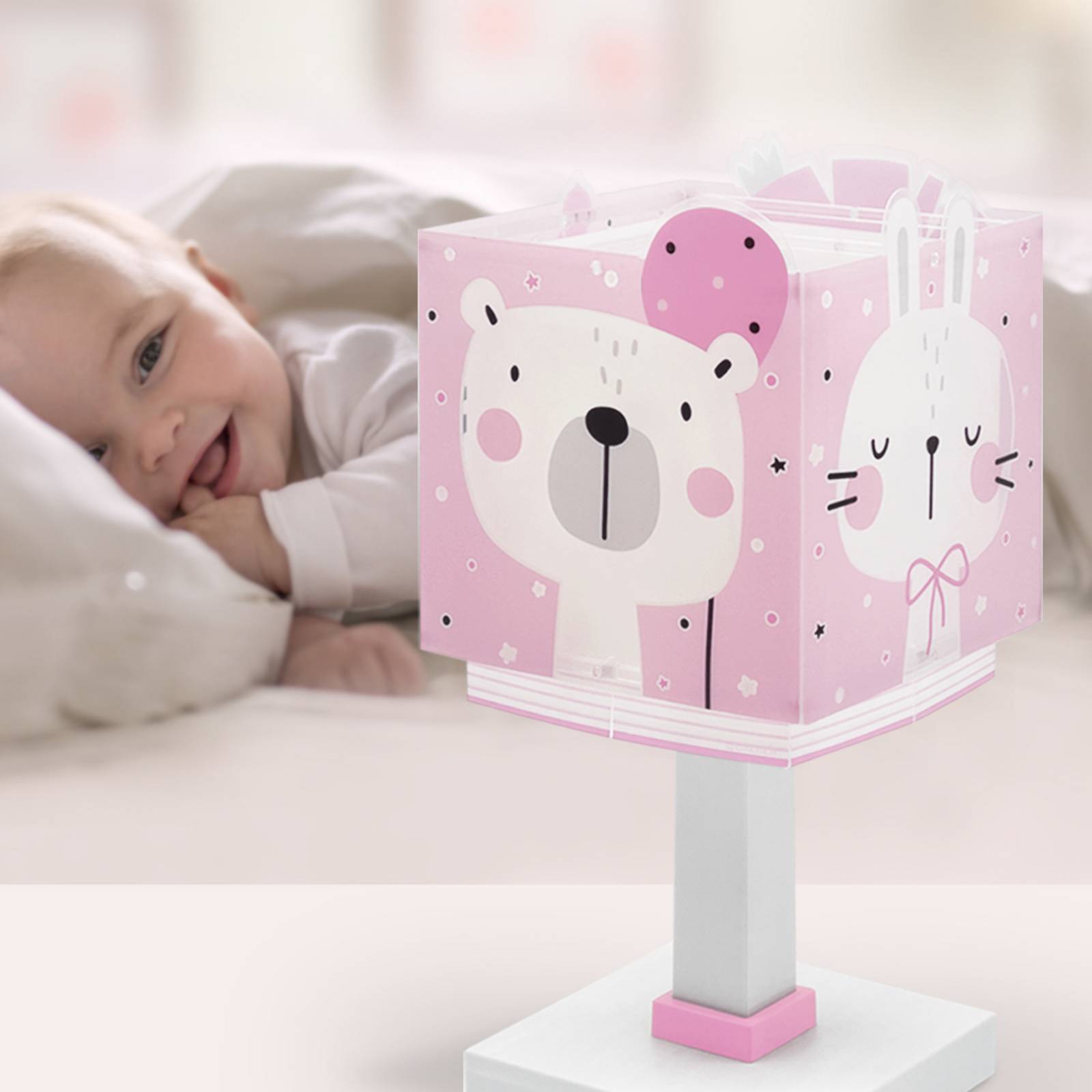 Kinder-Tischlampe Baby Jungle, rosa, G4, Breite 14 cm günstig online kaufen