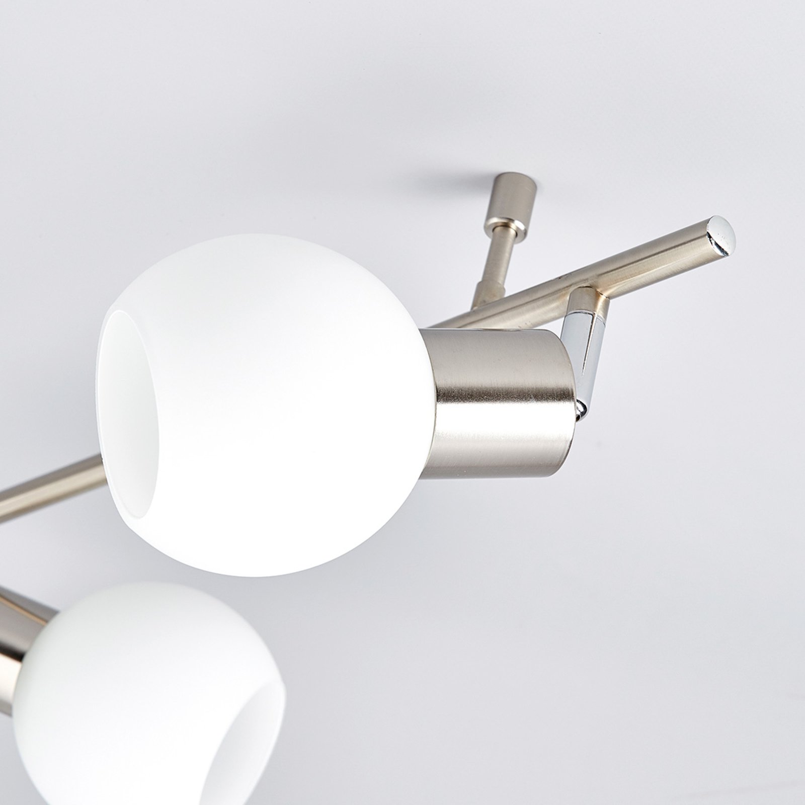 Elaina 6 Plafondlamp Nickel/Opal - Lindby