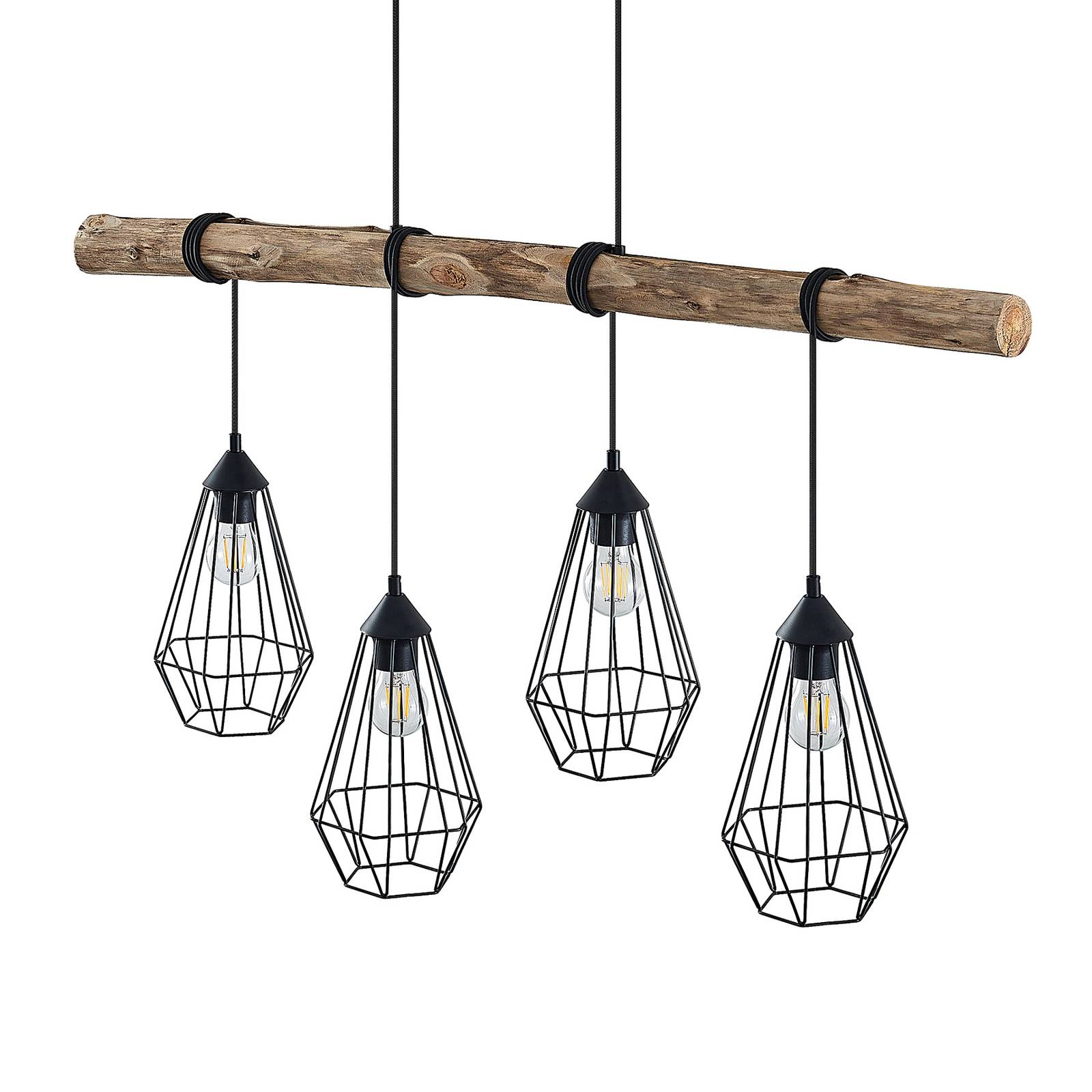 Lindby Eldarion lampa wisząca drewniana 4-pkt.