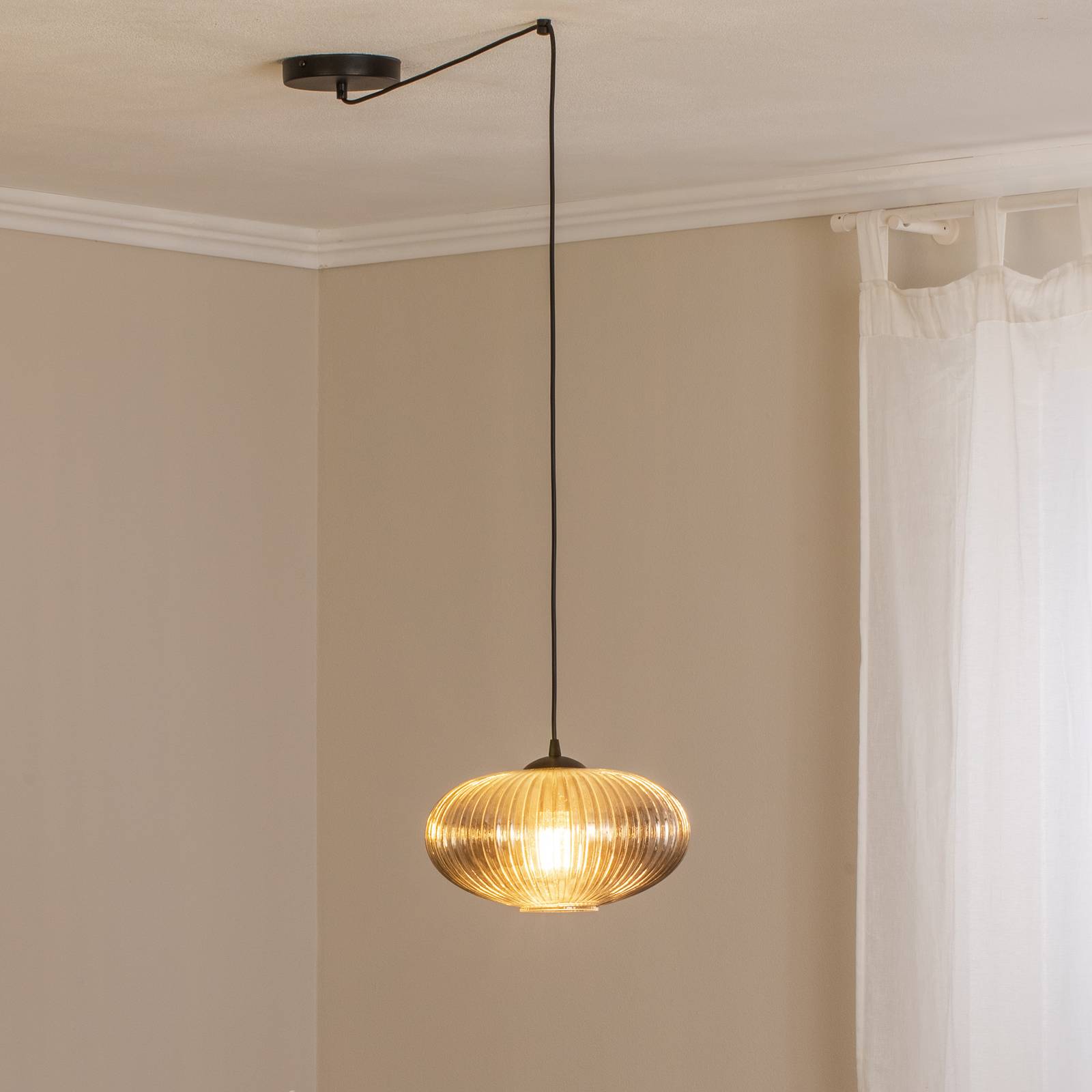 Hängelampe Origo, Ø 30 cm, rauchgrau/schwarz, dezentral günstig online kaufen