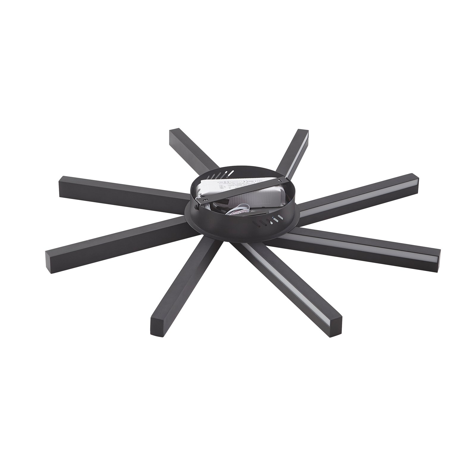 Lucande Smart LED-Deckenleuchte Tjado, Ø70 cm, schwarz, RGBW