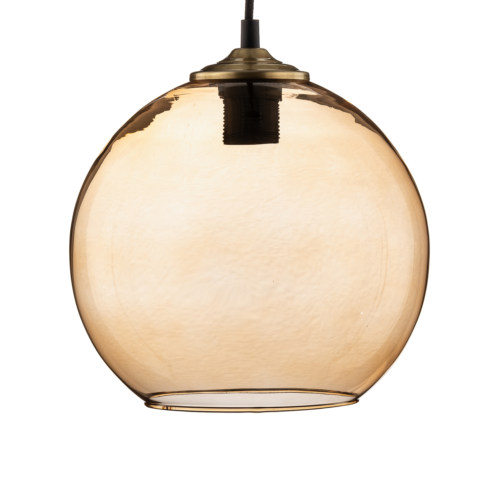 Závěsná lampa koule skleněná koule stínítko světle hnědé Ø25cm