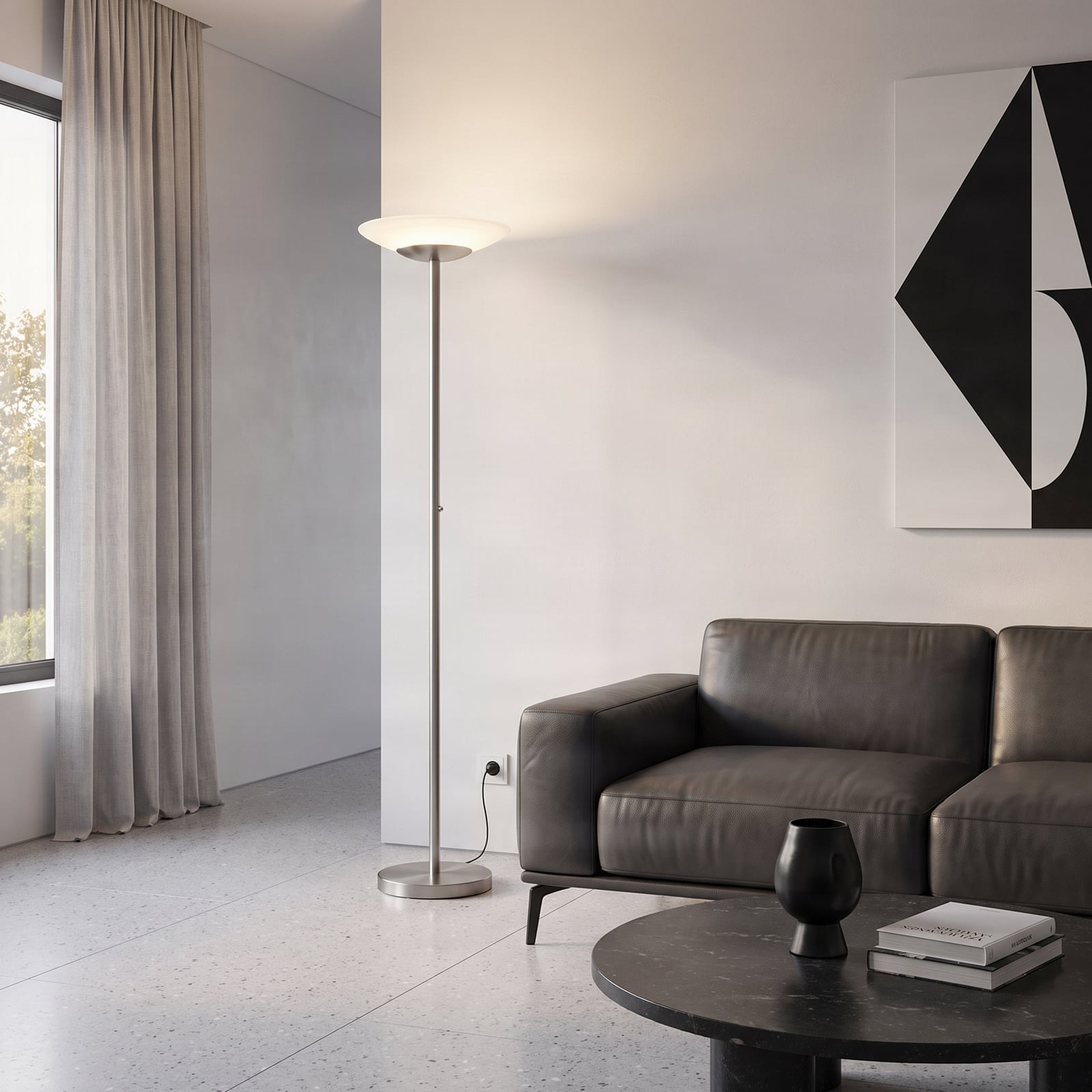 Lindby LED-Stehleuchte Ragna, nickel, Metall, dimmbar Lindby LED-Stehleuchte Ragna, nickel, Metall, dimmbar