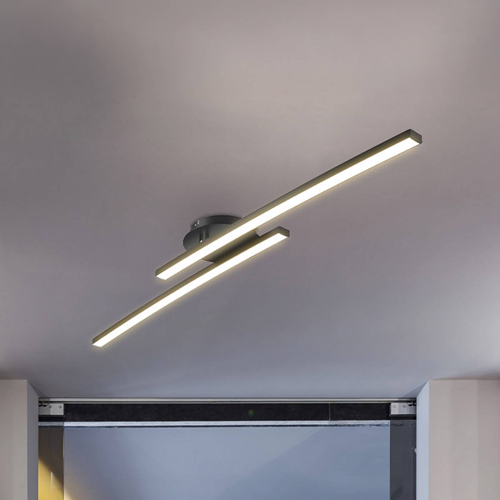 B.K. Licht Plafonnier LED Snore, à 2 lampes, noir, métal, 3 000 K