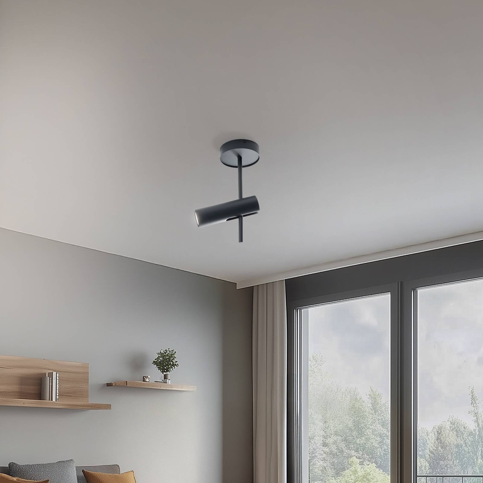 Deckenspot Leda 1, anthrazit, 1-flammig, Stahl, Höhe 34 cm günstig online kaufen