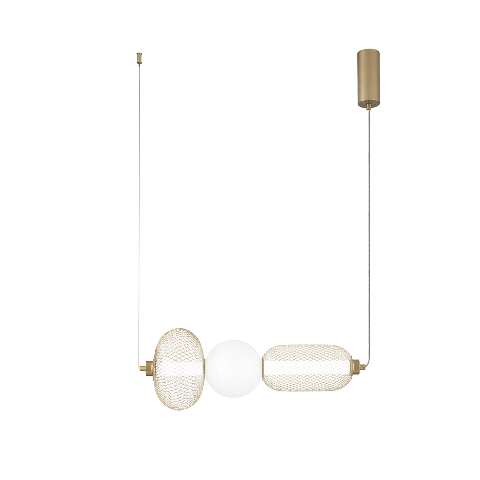 Candeeiro suspenso LED INKAS, altura 53 cm, vidro dourado/metal CCT