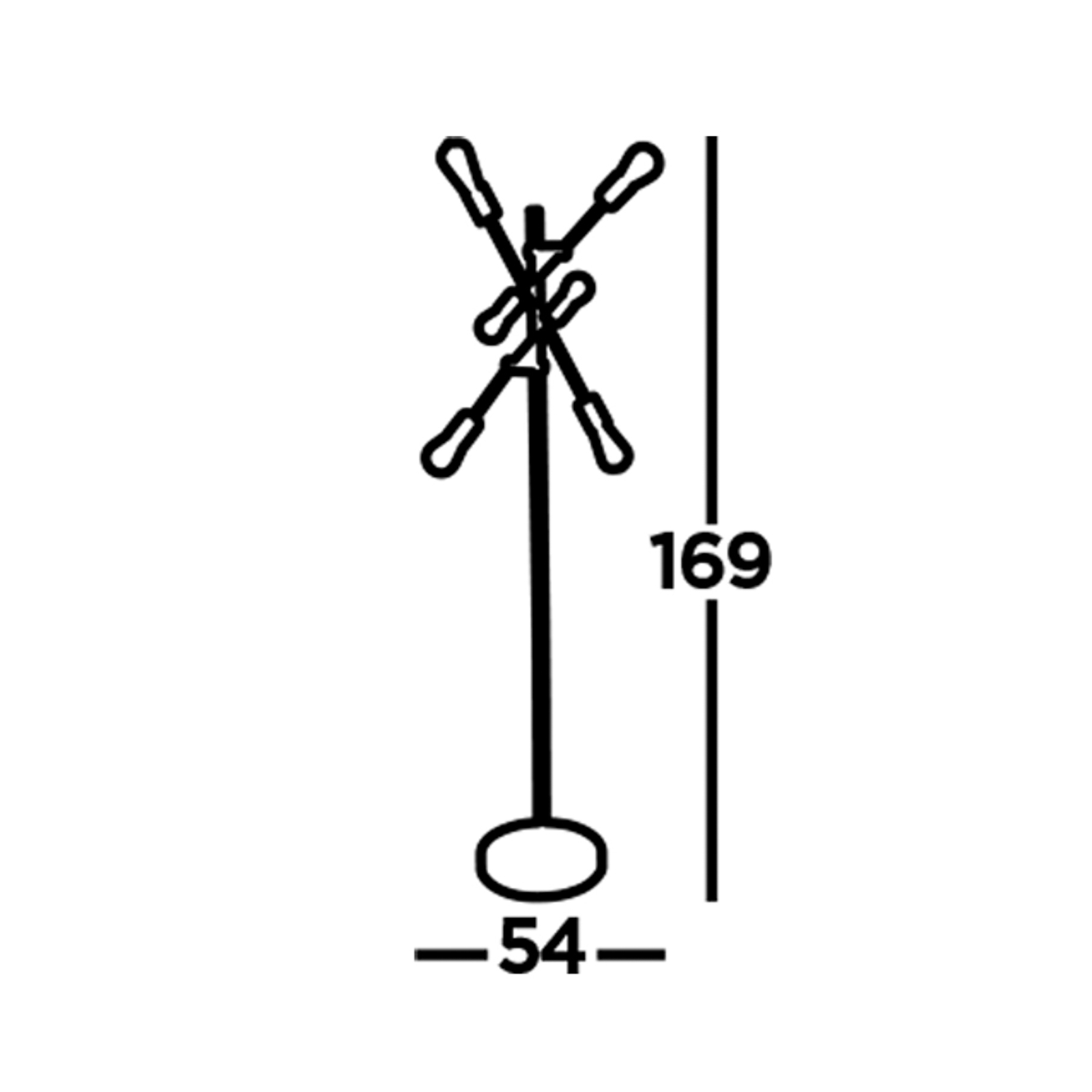 Armstrong golvlampa, svart/mässing, metall, 6 lampor, E27