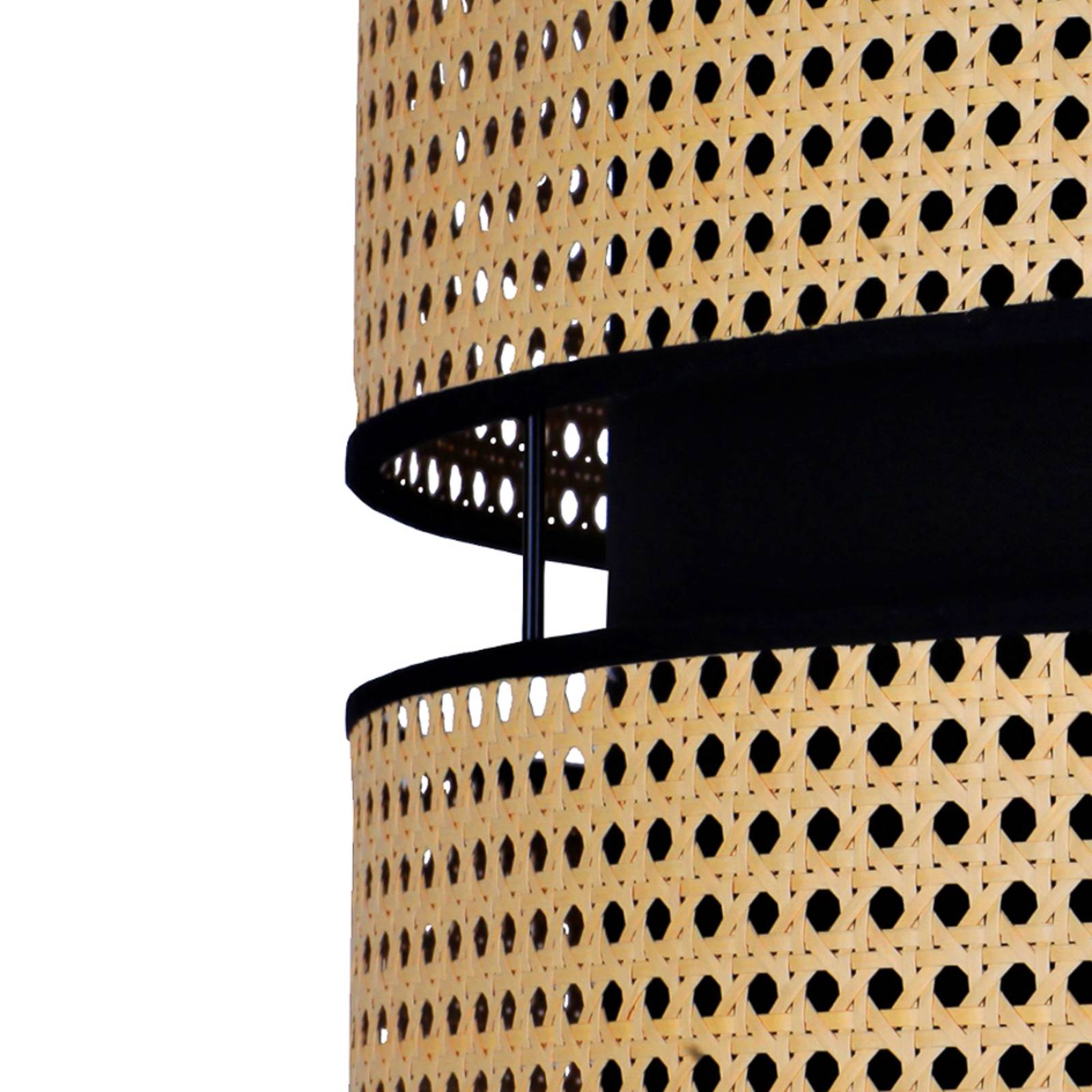 Lampa sufitowa Big Duo z rattanu, beżowy/czarny
