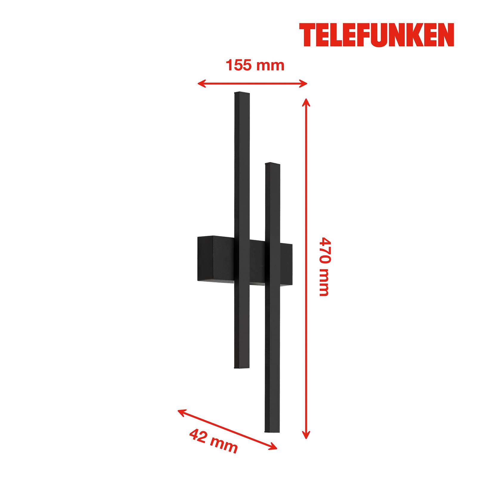 Telefunken LED venkovní nástěnné Graz nepřímé 2 zdroje černá