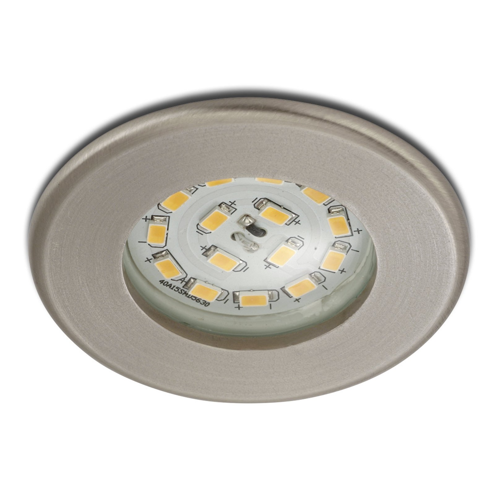 Efficient LED recessed light Nikas IP44, nickel