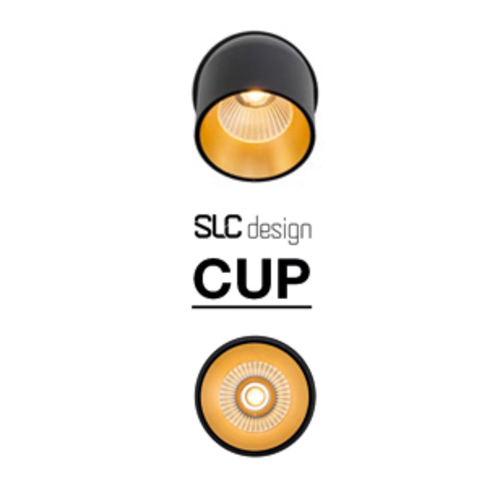 SLC Cup LED-indbygningsdownlight sort/guld 2.700 K