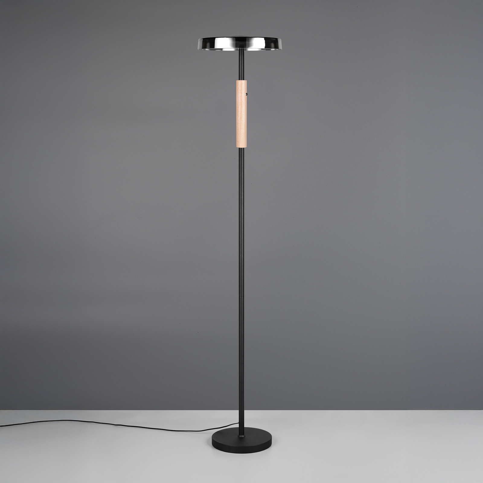 Lámpara de pie LED Celeste cromo/madera 160 cm cristal/metal Touchdim