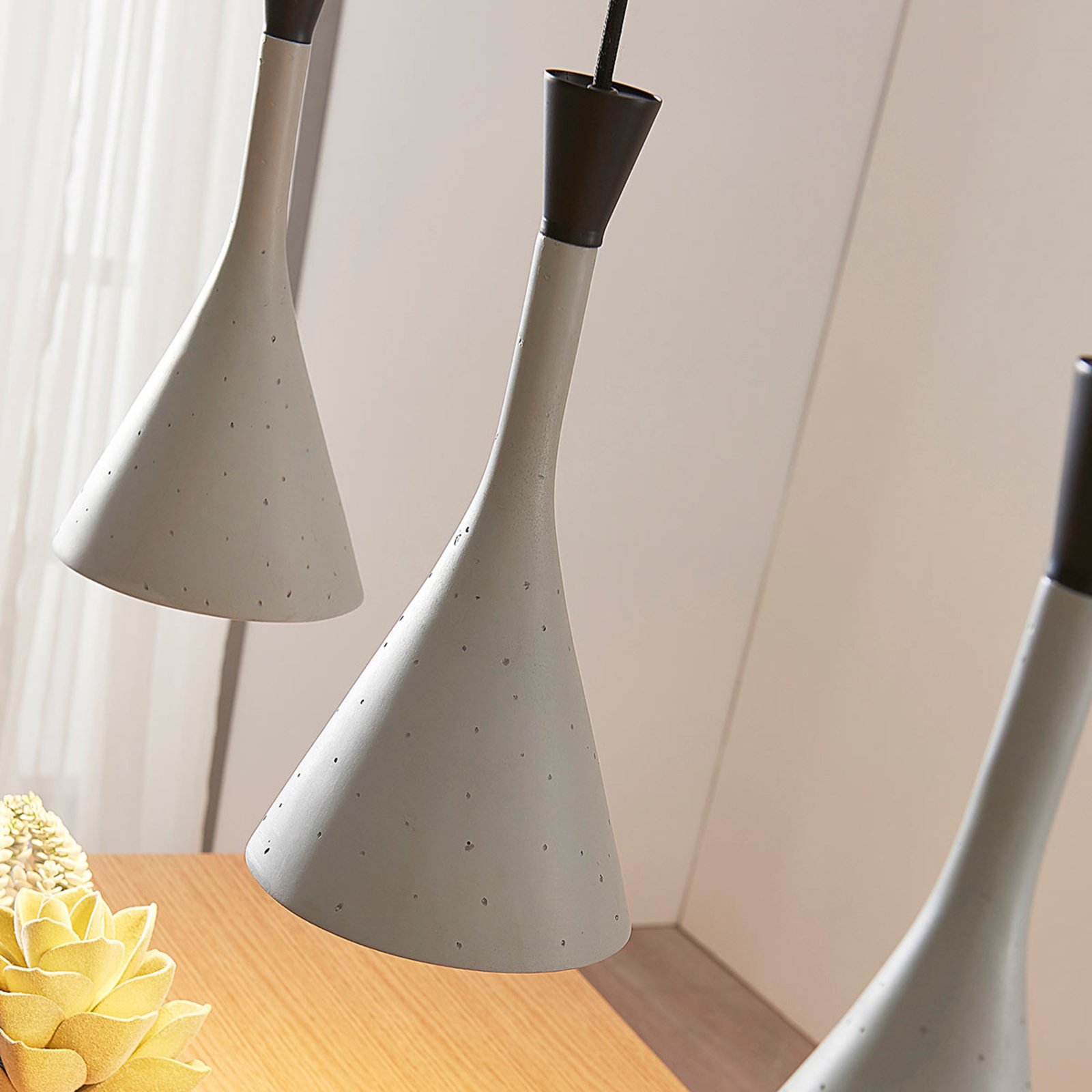 Flynn 3 Pendant Concrete - Lindby