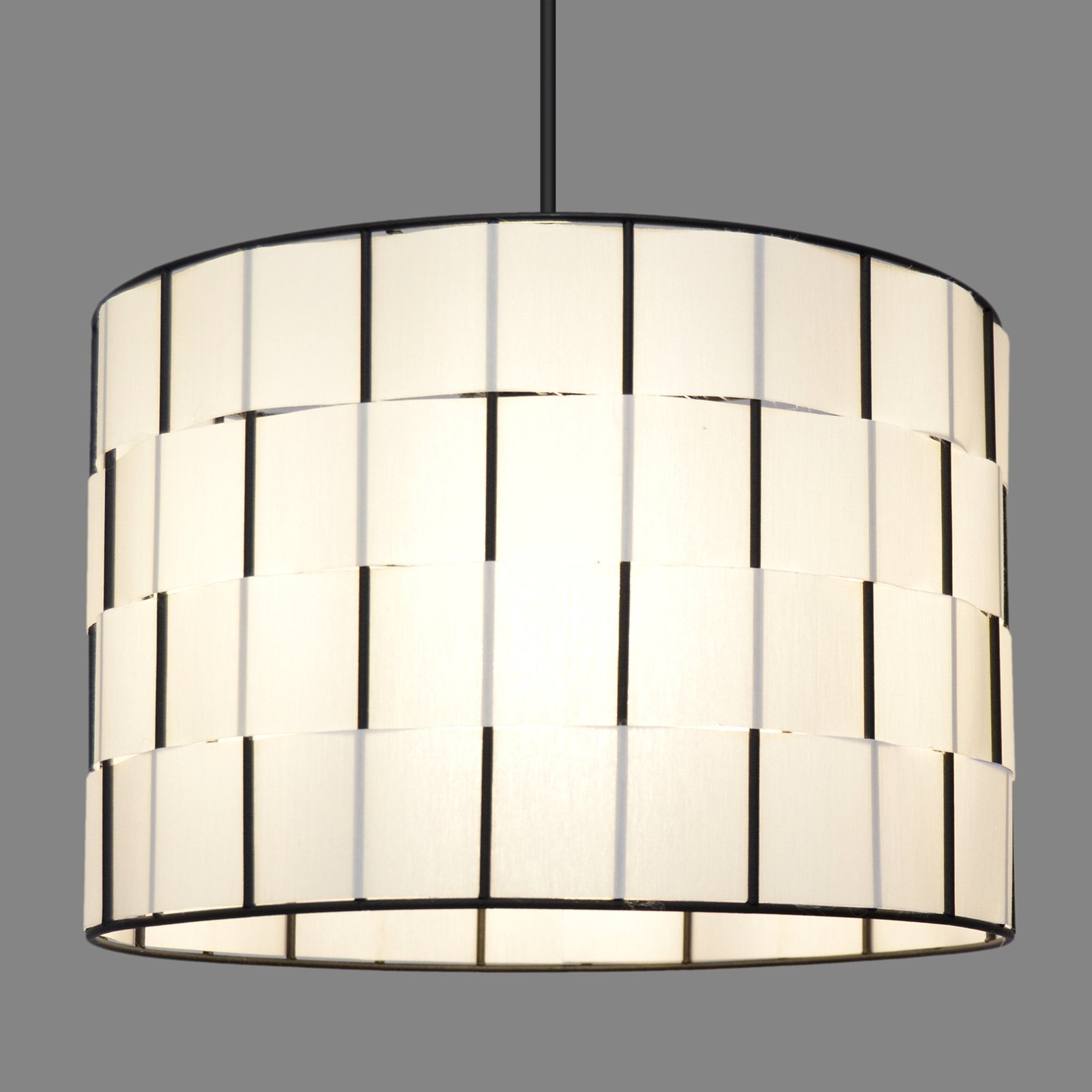 Lampă suspendată Atlanta, alb, Ø 30 cm, textil, E27