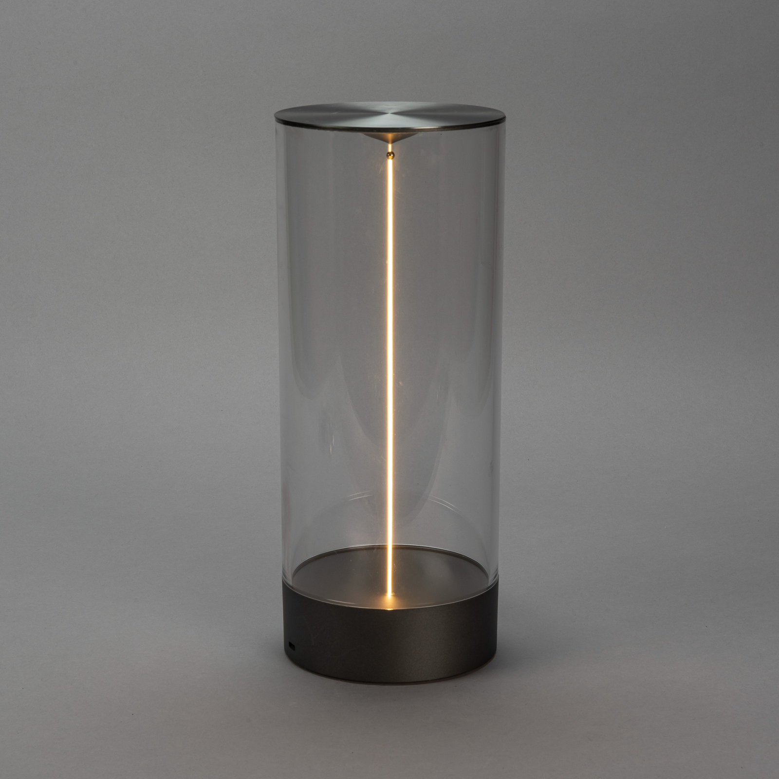 LED tafellamp Edison, hoogte 32 cm, grijs/helder, IP54 LED tafellamp Edison, hoogte 32 cm, grijs/helder, IP54