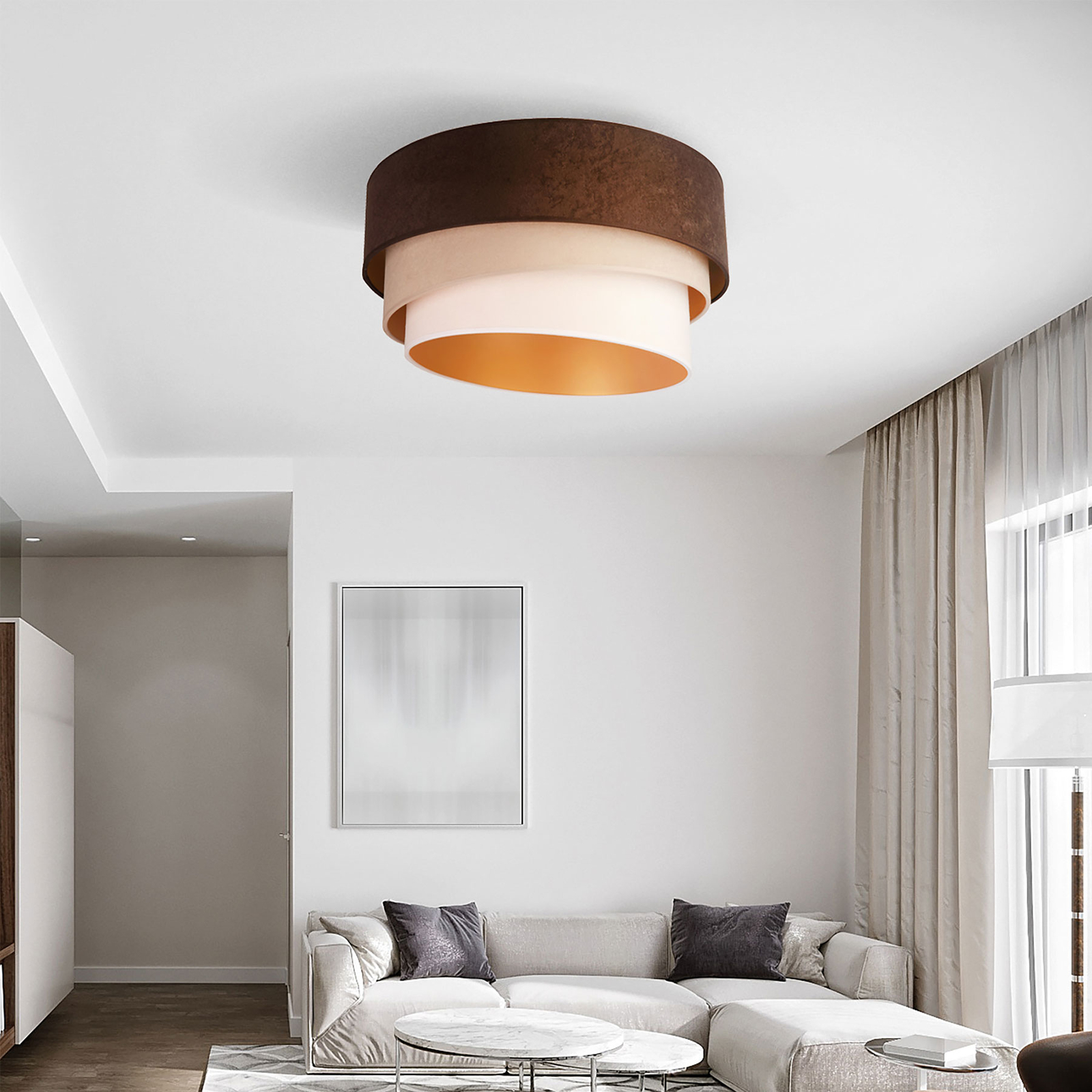 Euluna Devon ceiling brown/beige/ecru/gold Ø 45 cm
