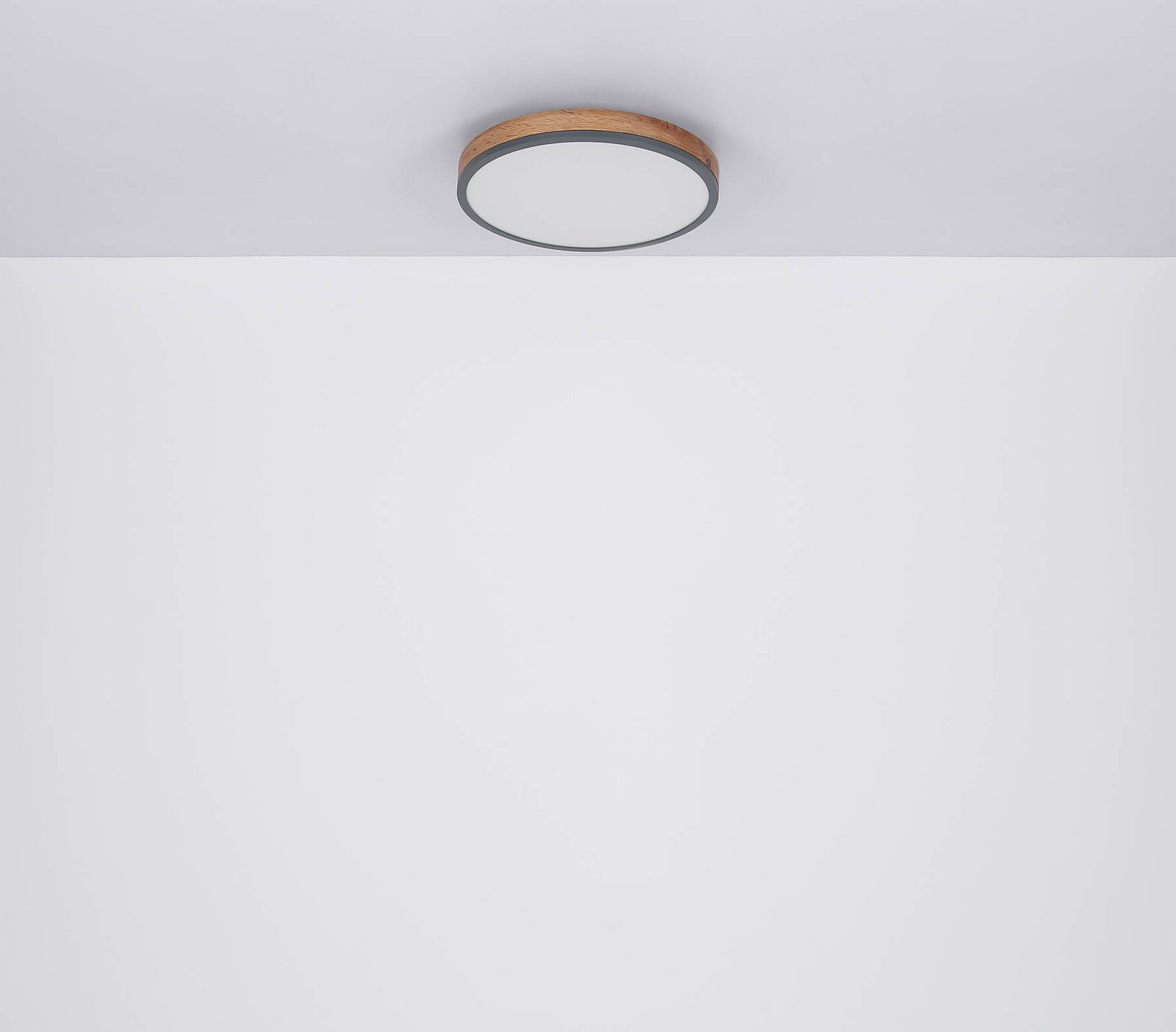 LED-taklampa Doro, Ø 45 cm, mörk grafit/trä, trä, 830