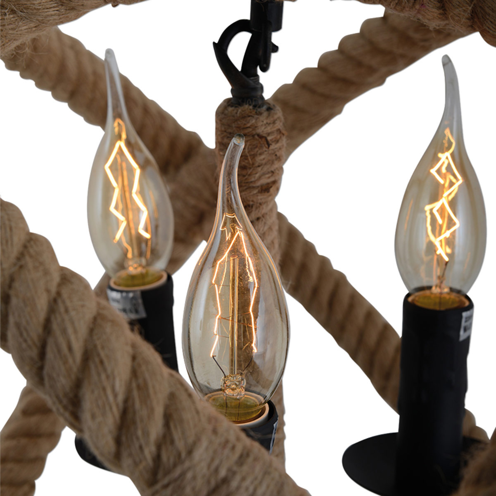 Gömb alakú függő lámpa Regia természetes kötéllel