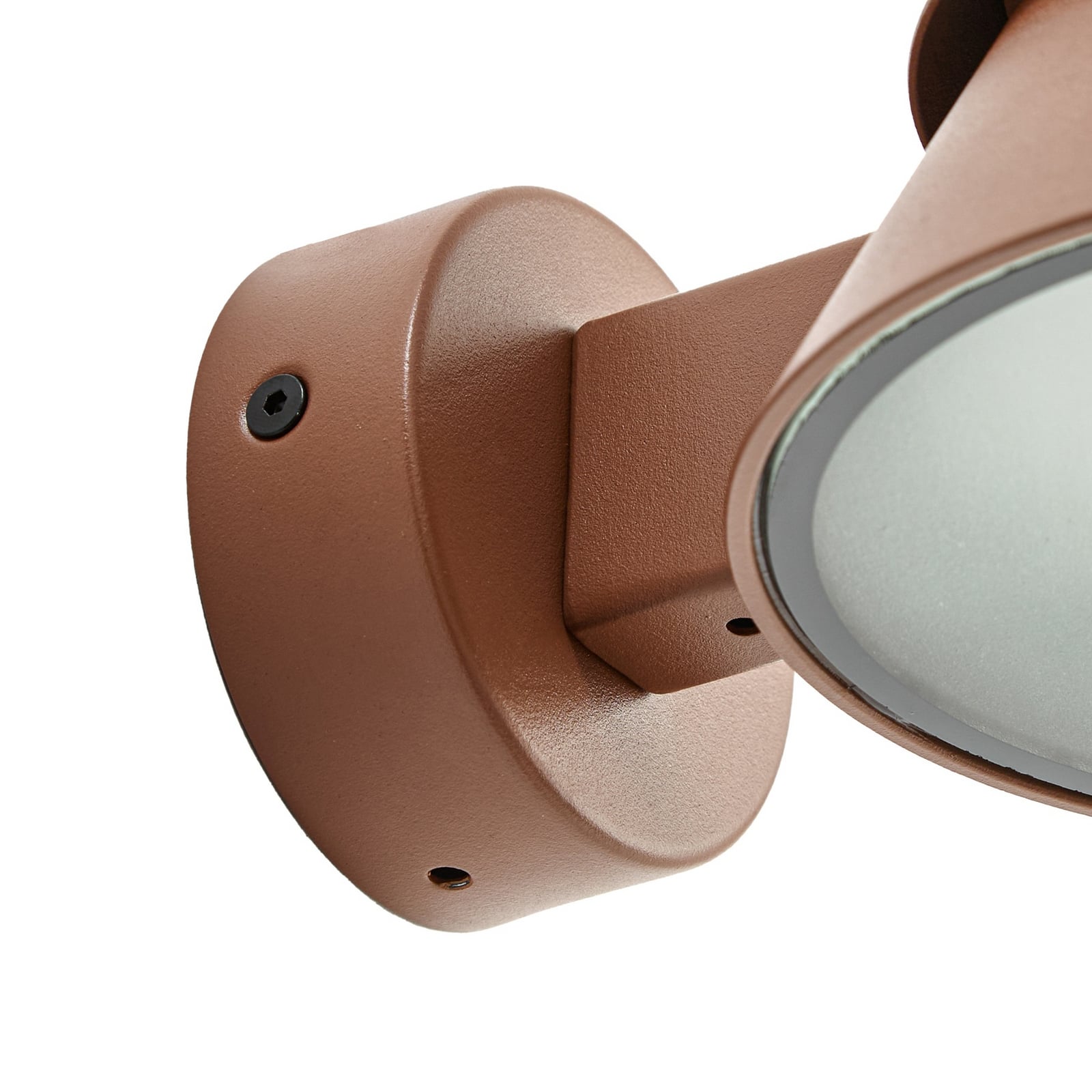 Moena LED outdoor wall light, IP44, aluminium, glass, brown - Lucande