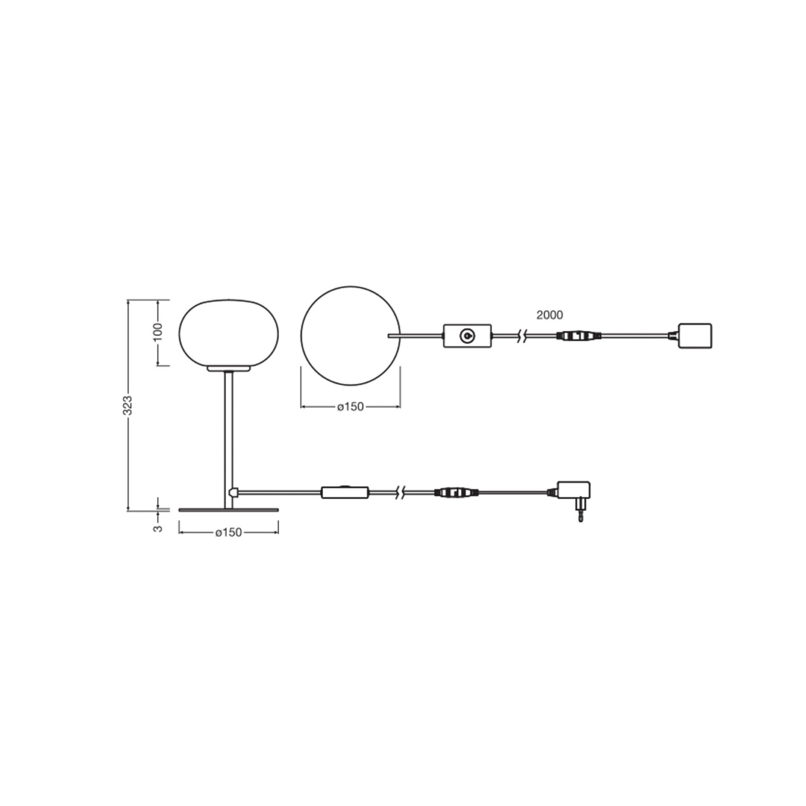 Επιτραπέζια λάμπα LED OSRAM Decor Satellite, γκρι, ύψος 32 εκ., ρυθμιζόμενο CCT Επιτραπέζια λάμπα LED OSRAM Decor Satellite, γκρι, ύψος 32 εκ., ρυθμιζόμενο CCT