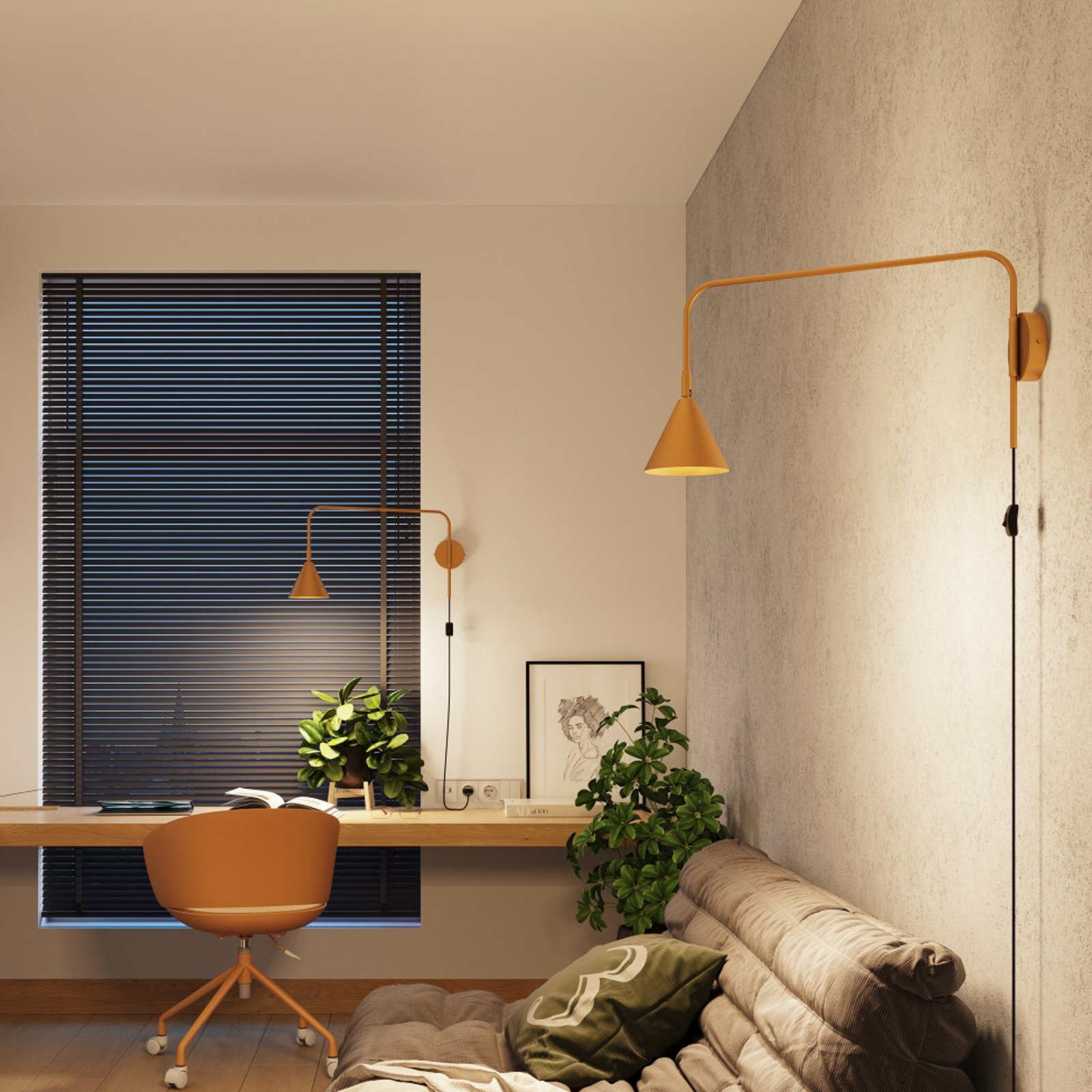 Wandleuchte LYS, goldfarben, Ø 14 cm, Metall, Stecker, E14 Wandleuchte LYS, goldfarben, Ø 14 cm, Metall, Stecker, E14