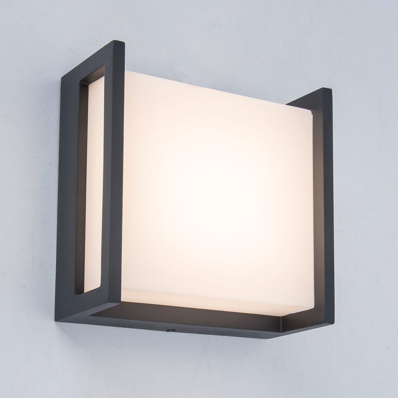 Candeeiro de parede exterior LED Qubo, 14cm x 14cm