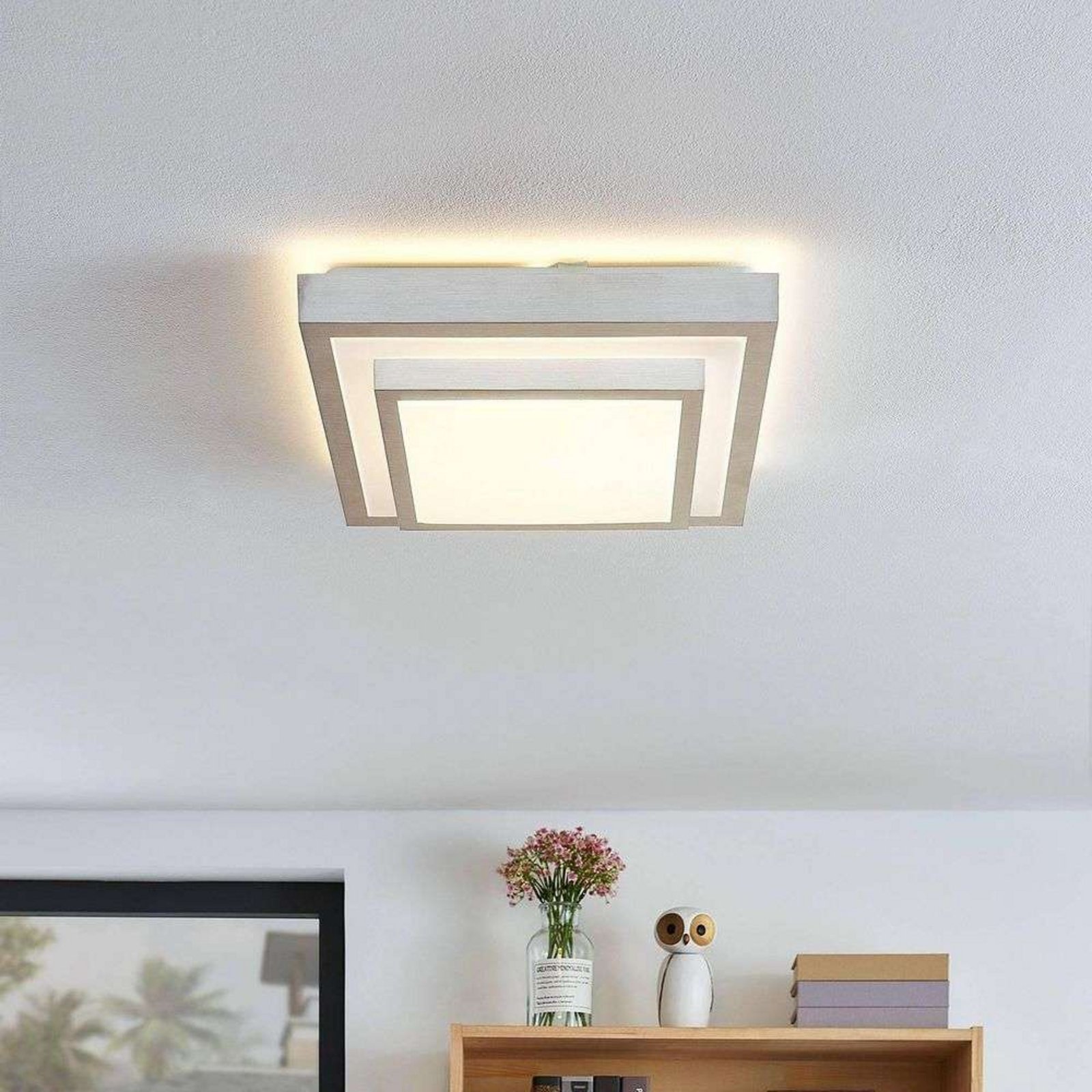 Mirco Square LED Ceiling Lamp L37,5 Alu/White - Lindby