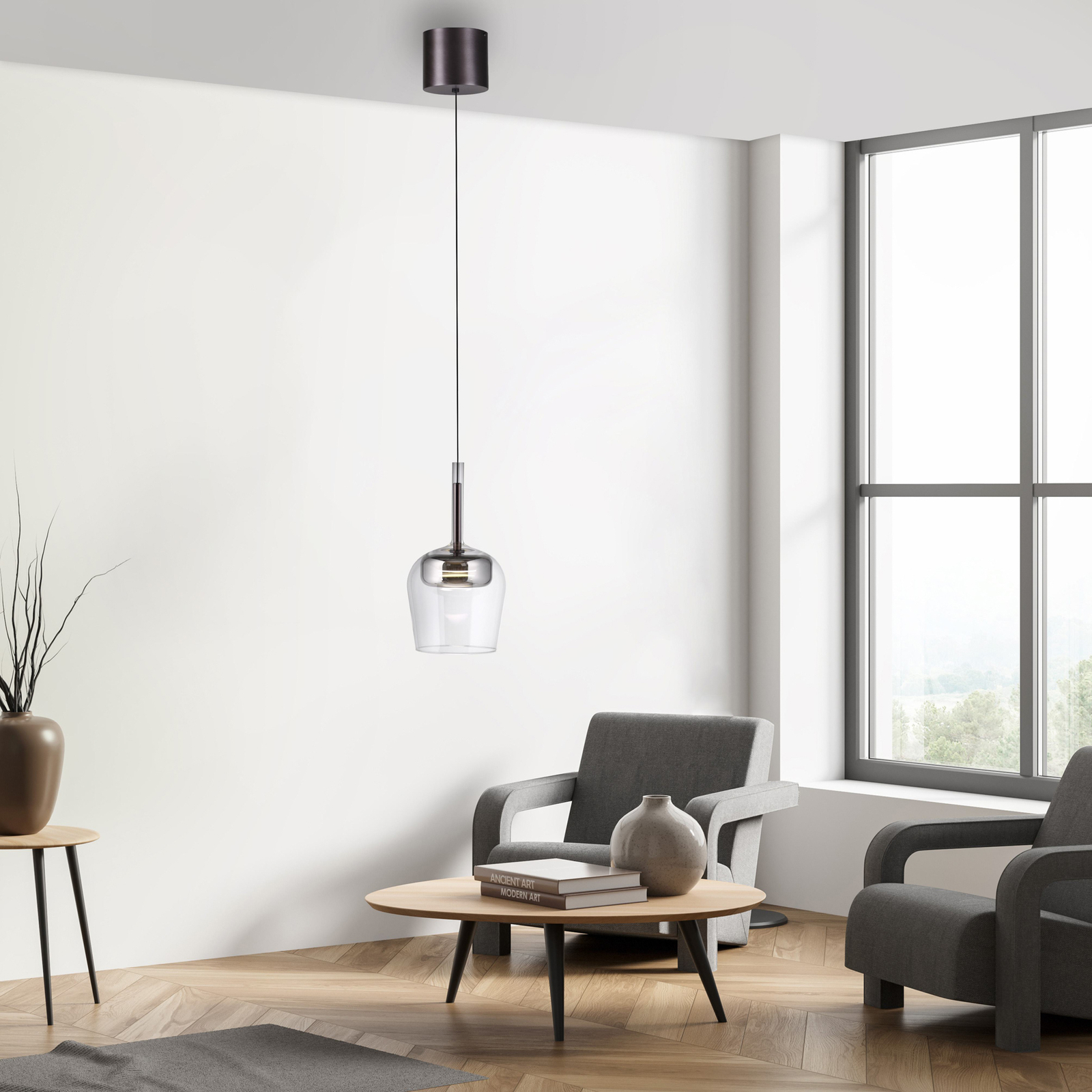 Paul Neuhaus SMART+ hanglamp Q-Kon zilverkleurig Ø 21 cm