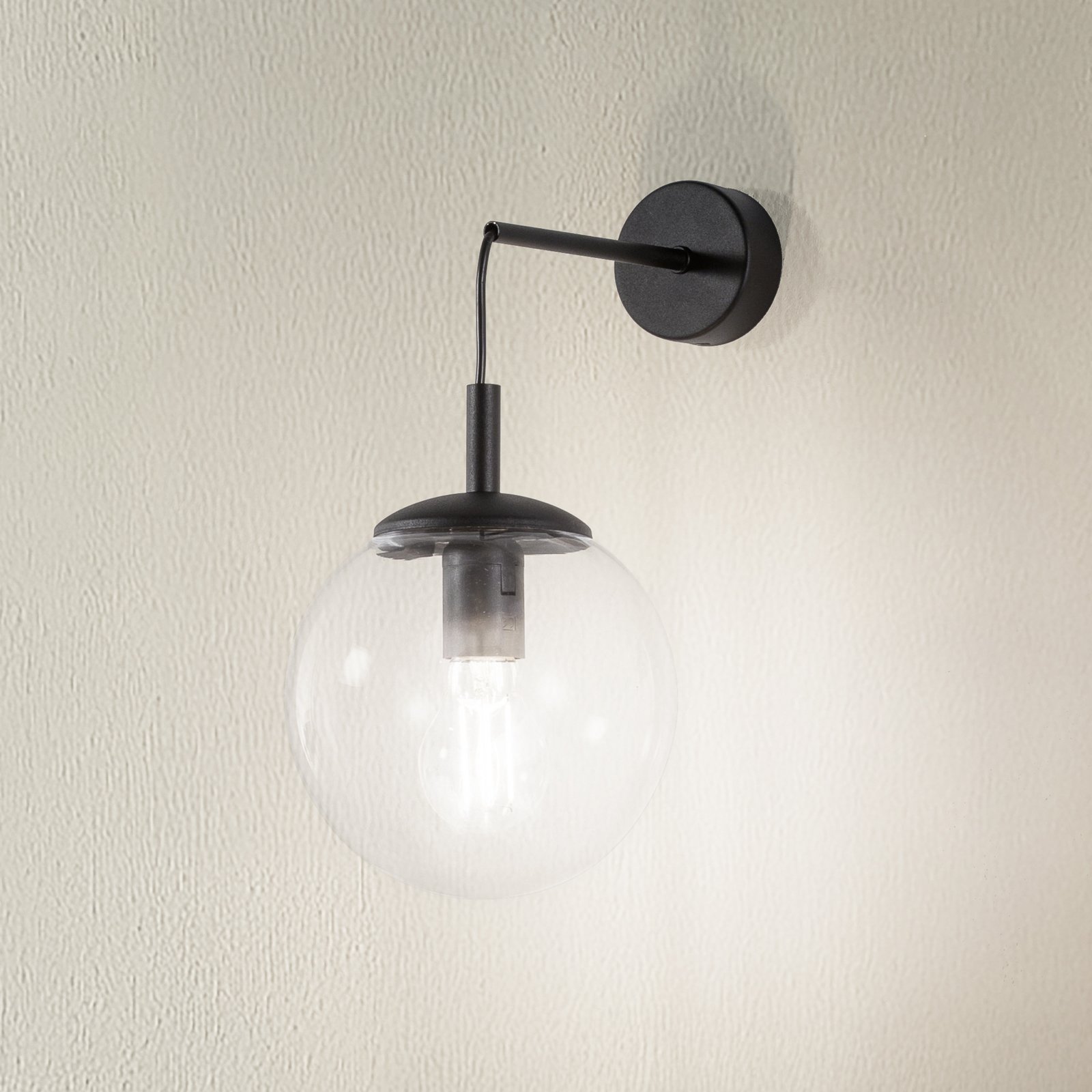 Esme vägglampa, transparent, höjd 45 cm, glas, E27