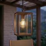 Lucande utendørs pendellampe Ferda, brun, IP44, glass, E27